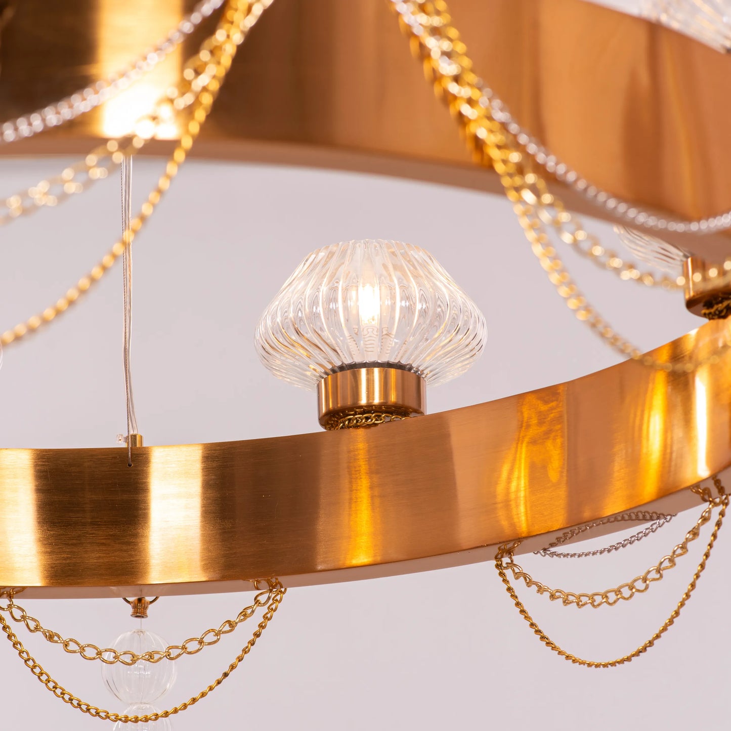 Heart Is Beating (Large, Gold) Clear Glass Chandelier