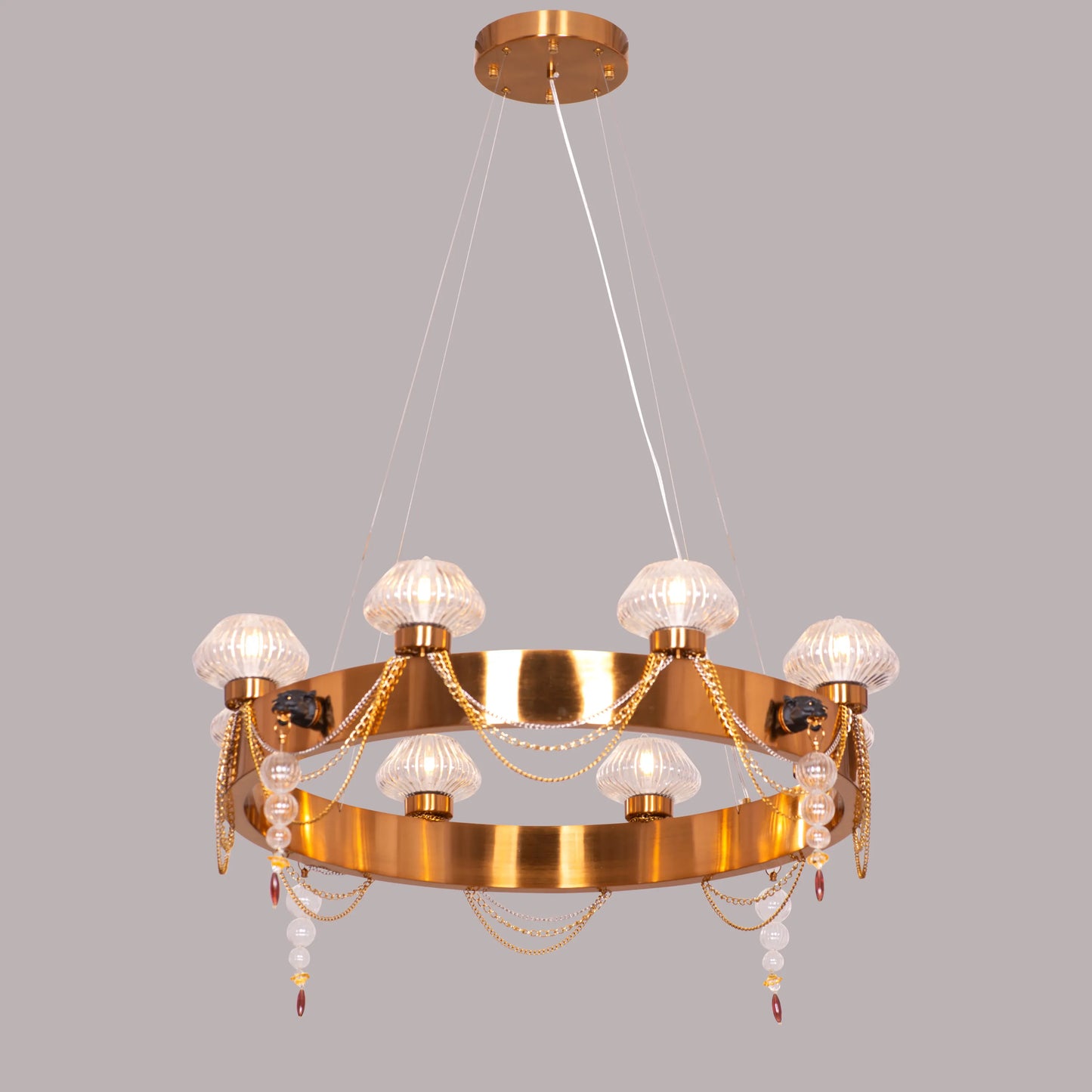 Heart Is Beating (Large, Gold) Clear Glass Chandelier