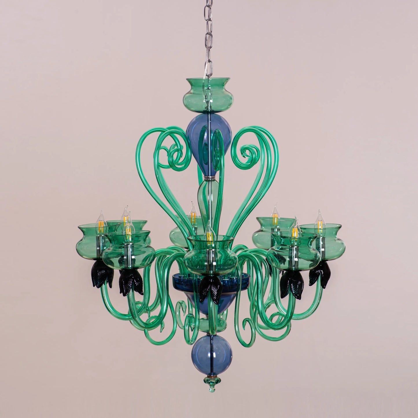 Kind To The Mind (Large, Green, Blue) Clear Glass Chandelier