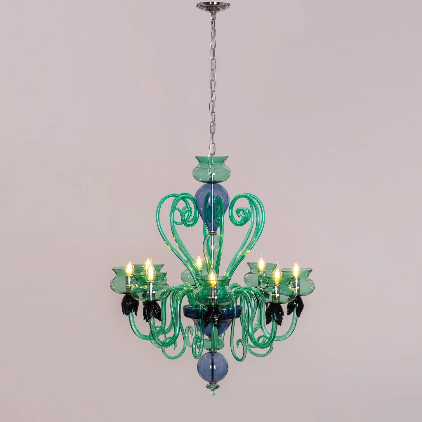 Kind To The Mind (Large, Green, Blue) Clear Glass Chandelier