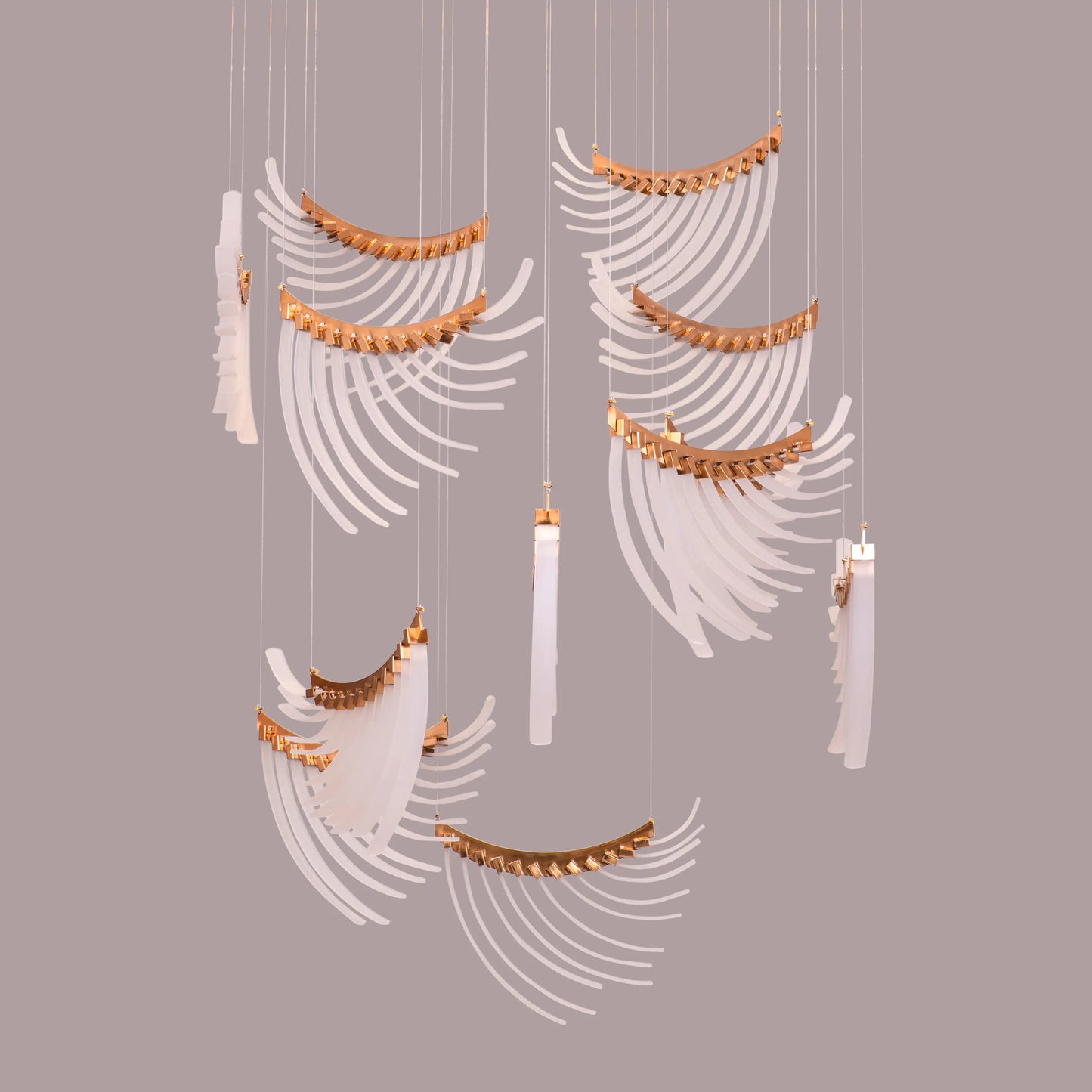 Chefs Kiss (Large, Gold, White) Frosted Glass Double Height Chandelier