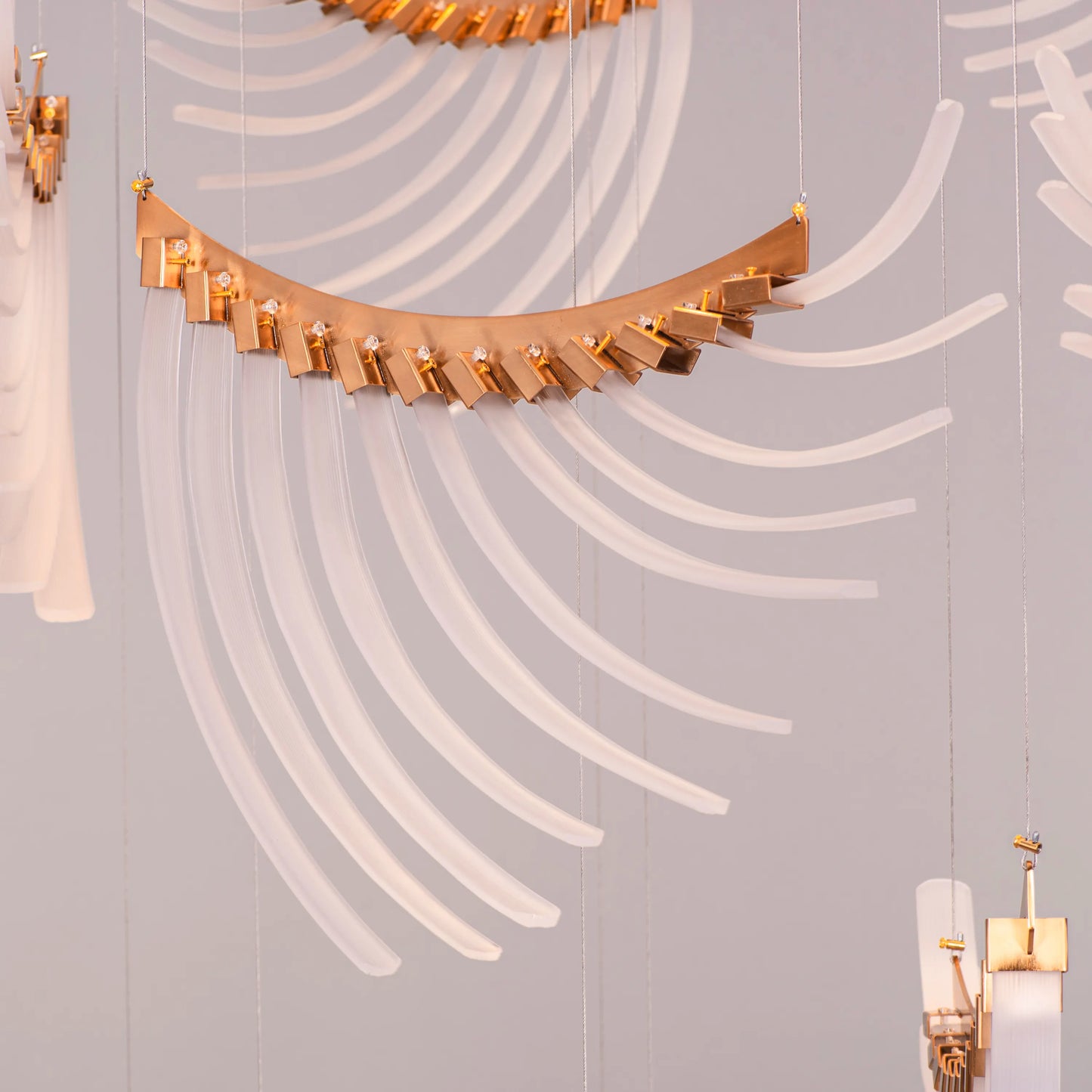 Chefs Kiss (Large, Gold, White) Frosted Glass Double Height Chandelier