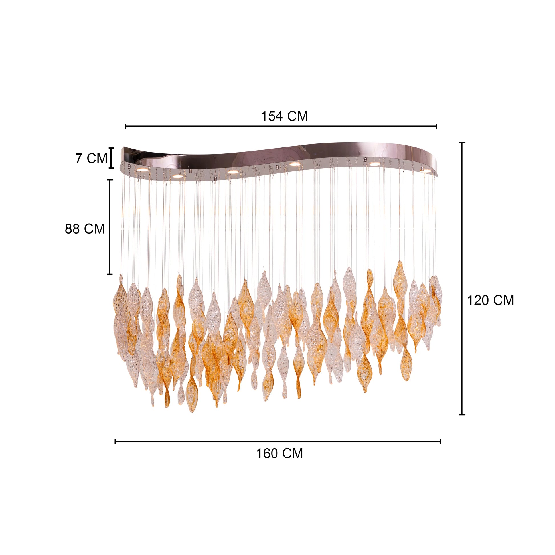 Lazy Sunday double height gold chandelier with textured glass in a grand foyer