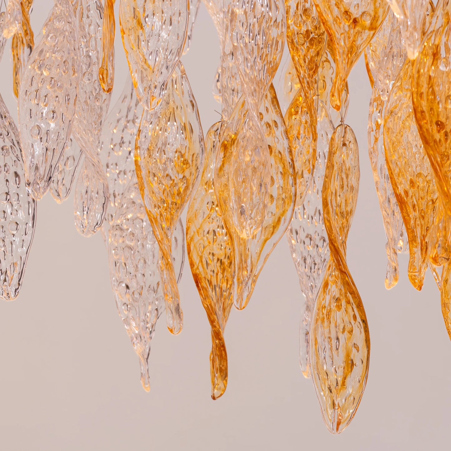 Lazy Sunday (Large, Gold, Clear) Textured Glass Double Height Chandelier