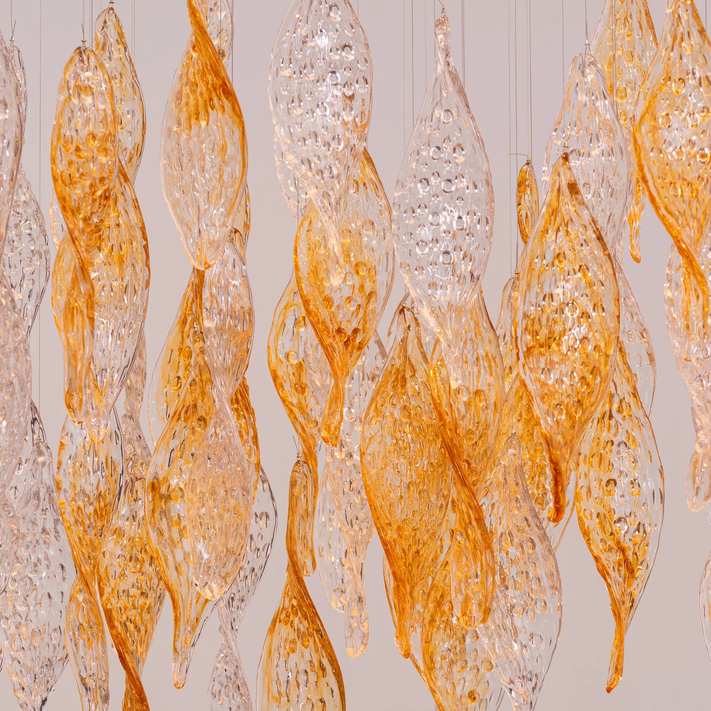 Lazy Sunday (Large, Gold, Clear) Textured Glass Double Height Chandelier