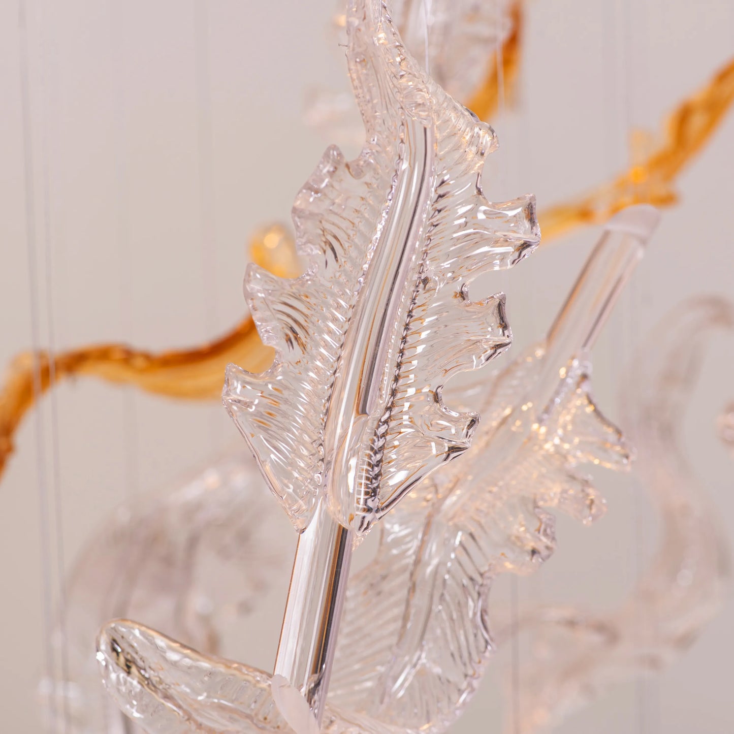 Looking Ahead (Large, Chrome, Clear, Amber) Textured Glass Double Height Chandelier