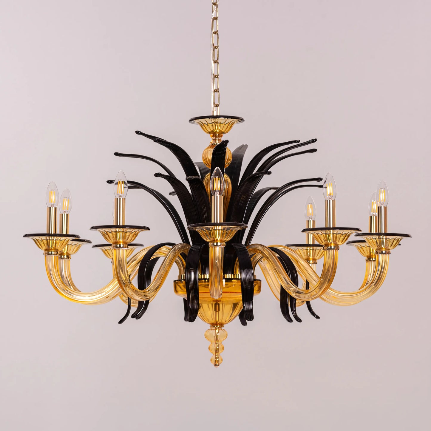 Melodrama (Large, Amber, Black) Textured Glass Chandelier