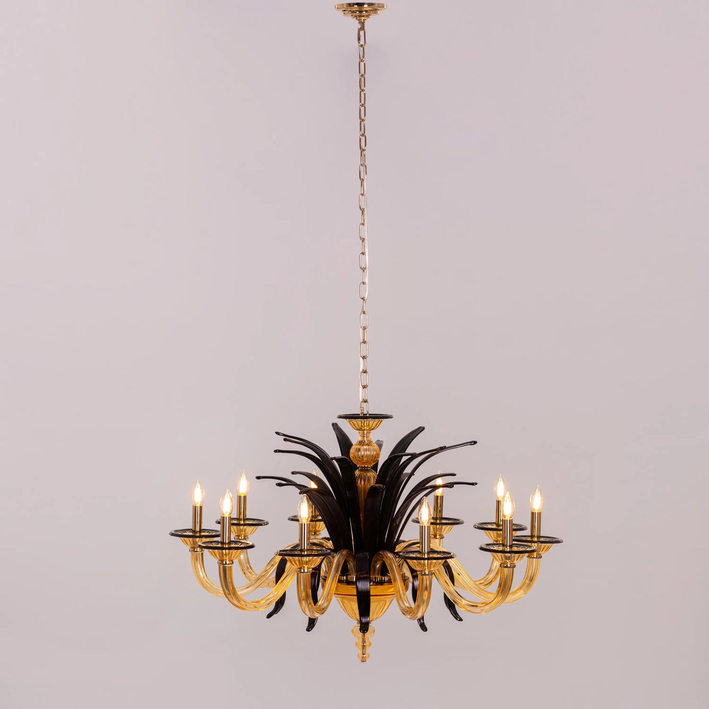 Melodrama (Large, Amber, Black) Textured Glass Chandelier