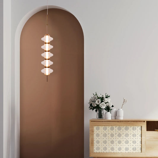 Stylish Love Poem Gold Pendant Light with Textured Glass and Adjustable 3 Color Dimmable LED for Custom Lighting