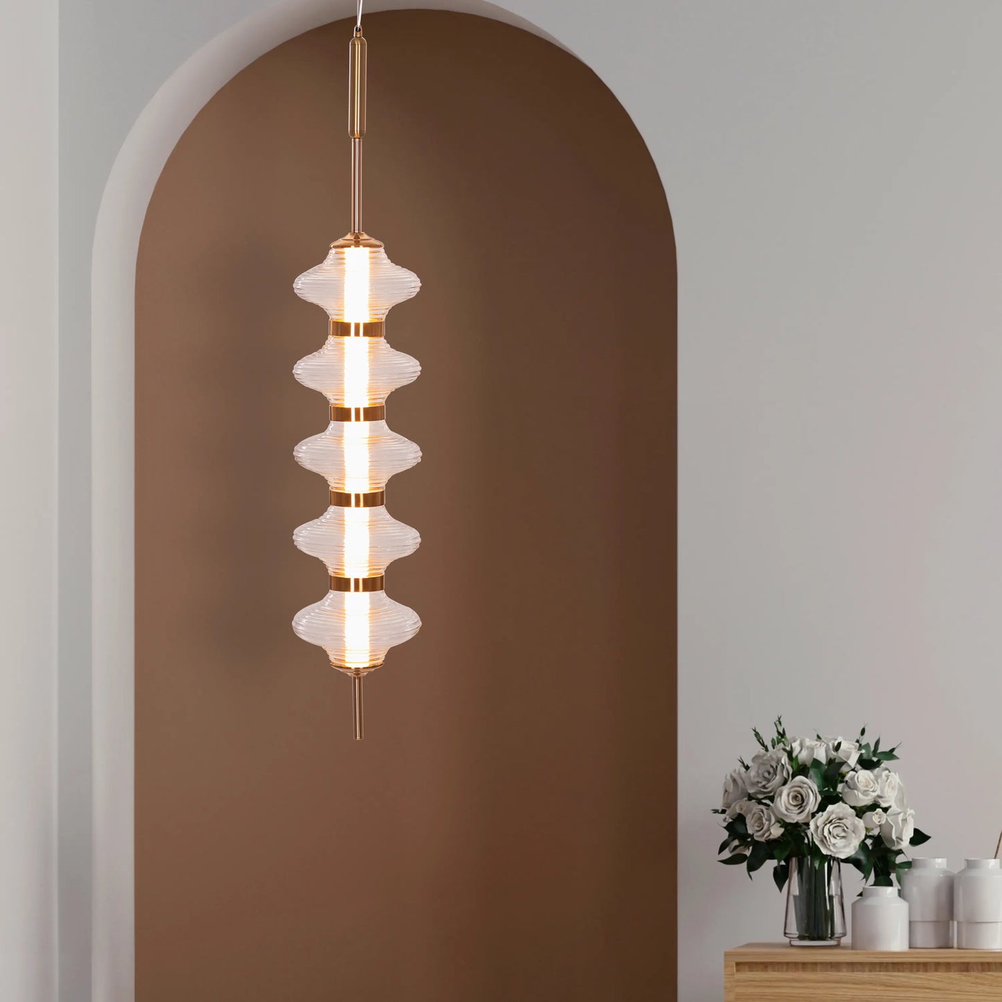 Stylish Love Poem Gold Pendant Light with Textured Glass and Adjustable 3 Color Dimmable LED for Custom Lighting