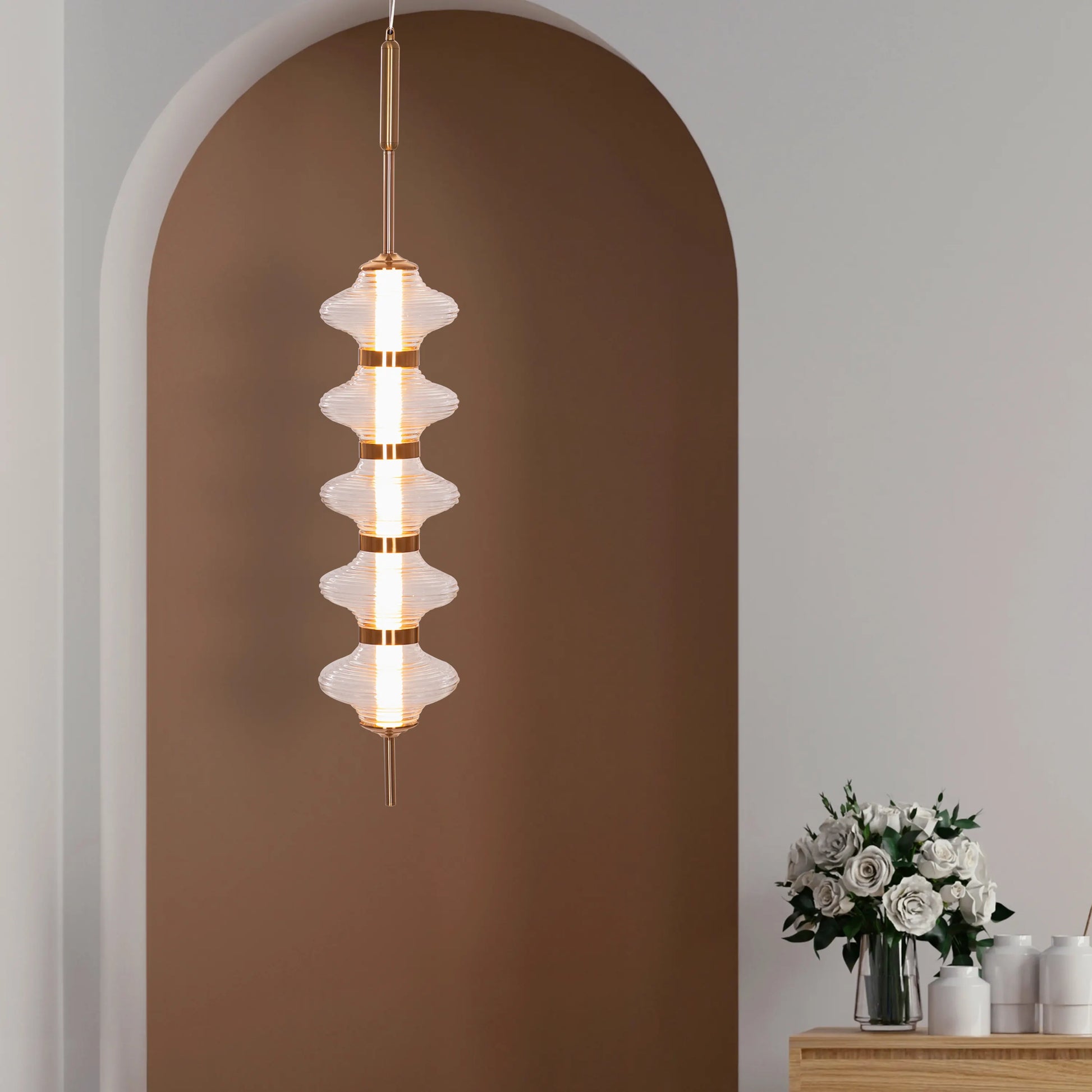 Stylish Love Poem Gold Pendant Light with Textured Glass and Adjustable 3 Color Dimmable LED for Custom Lighting