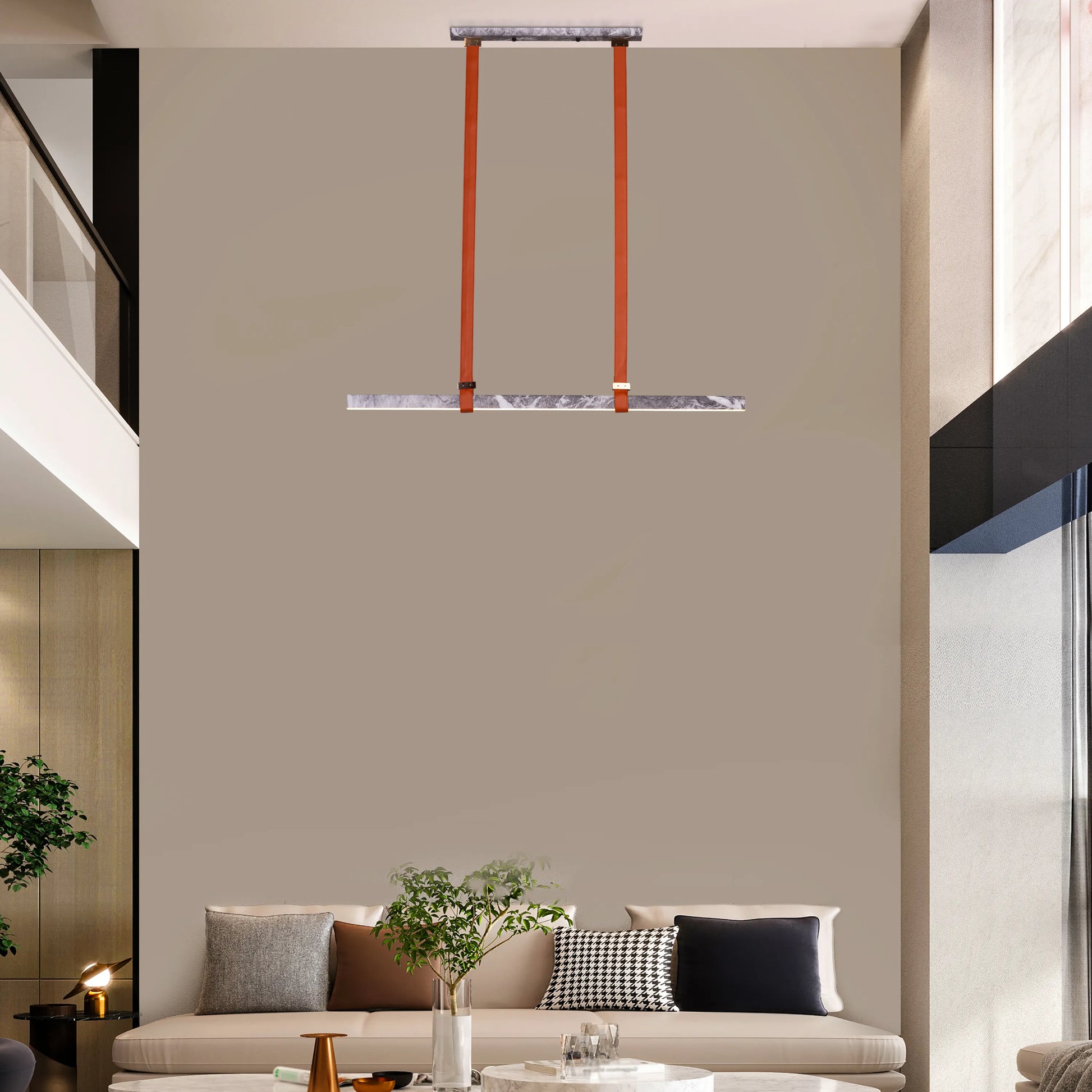 Comeback Chandelier: A medium-sized, grey chandelier with dimmable LED lighting and remote control.