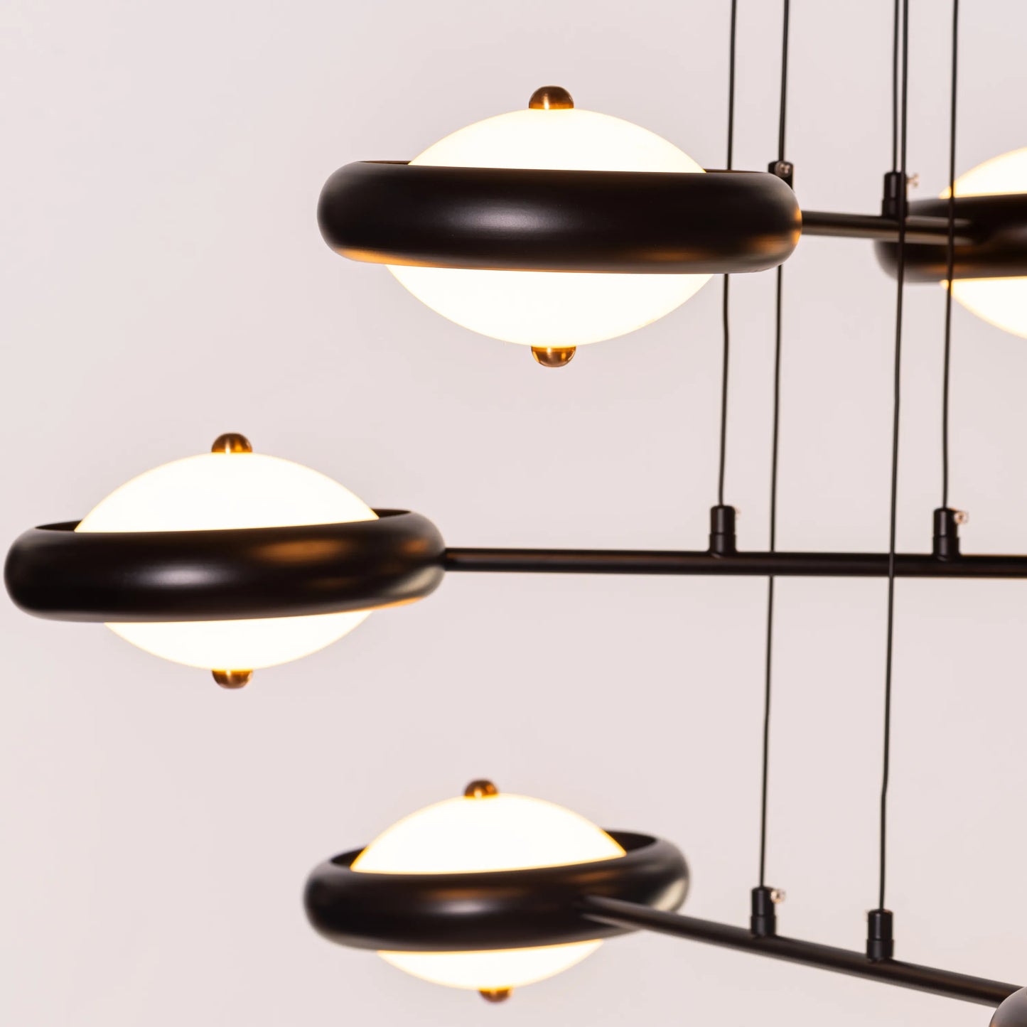 Join The Journey black and white chandelier with frosted glass shades