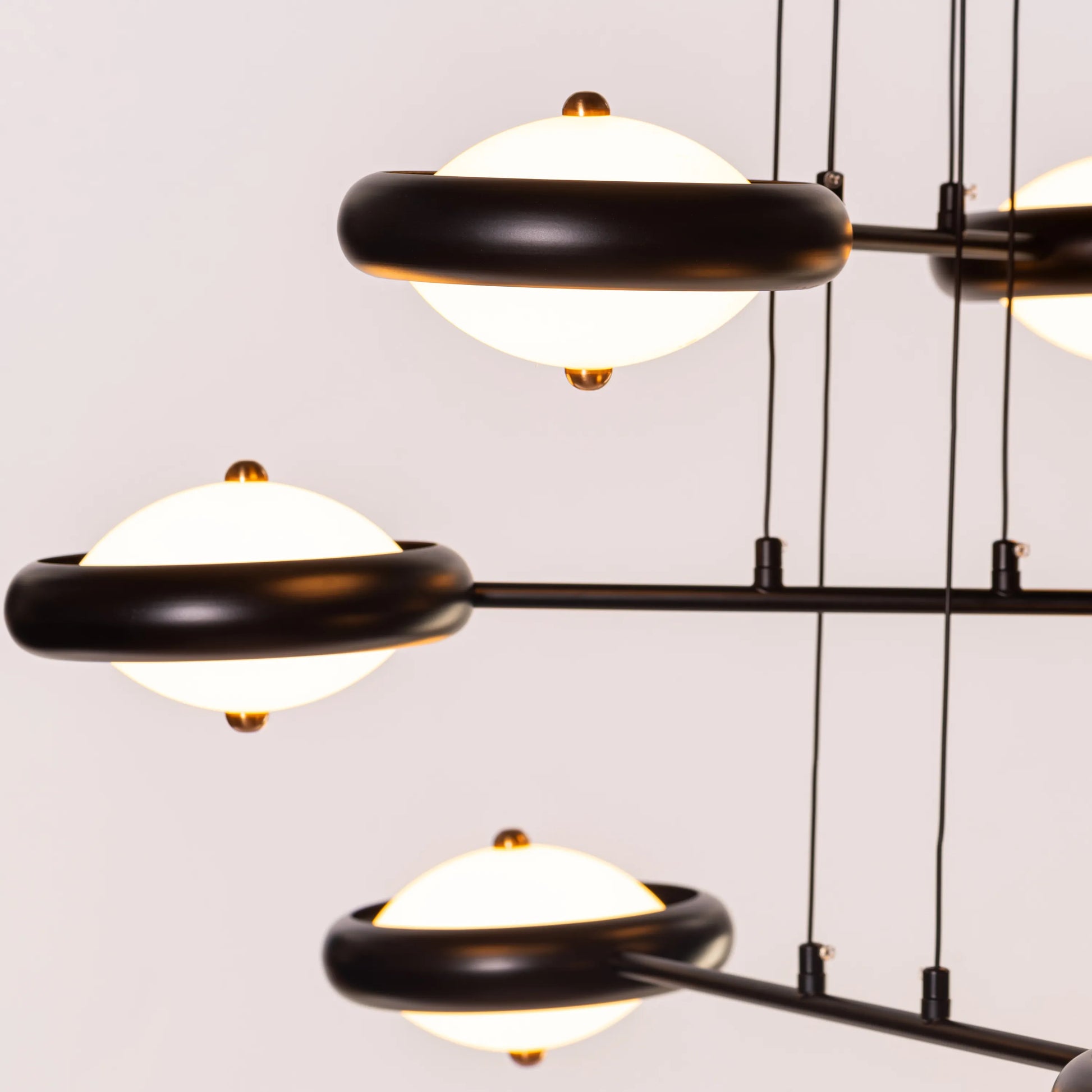 Join The Journey black and white chandelier with frosted glass shades