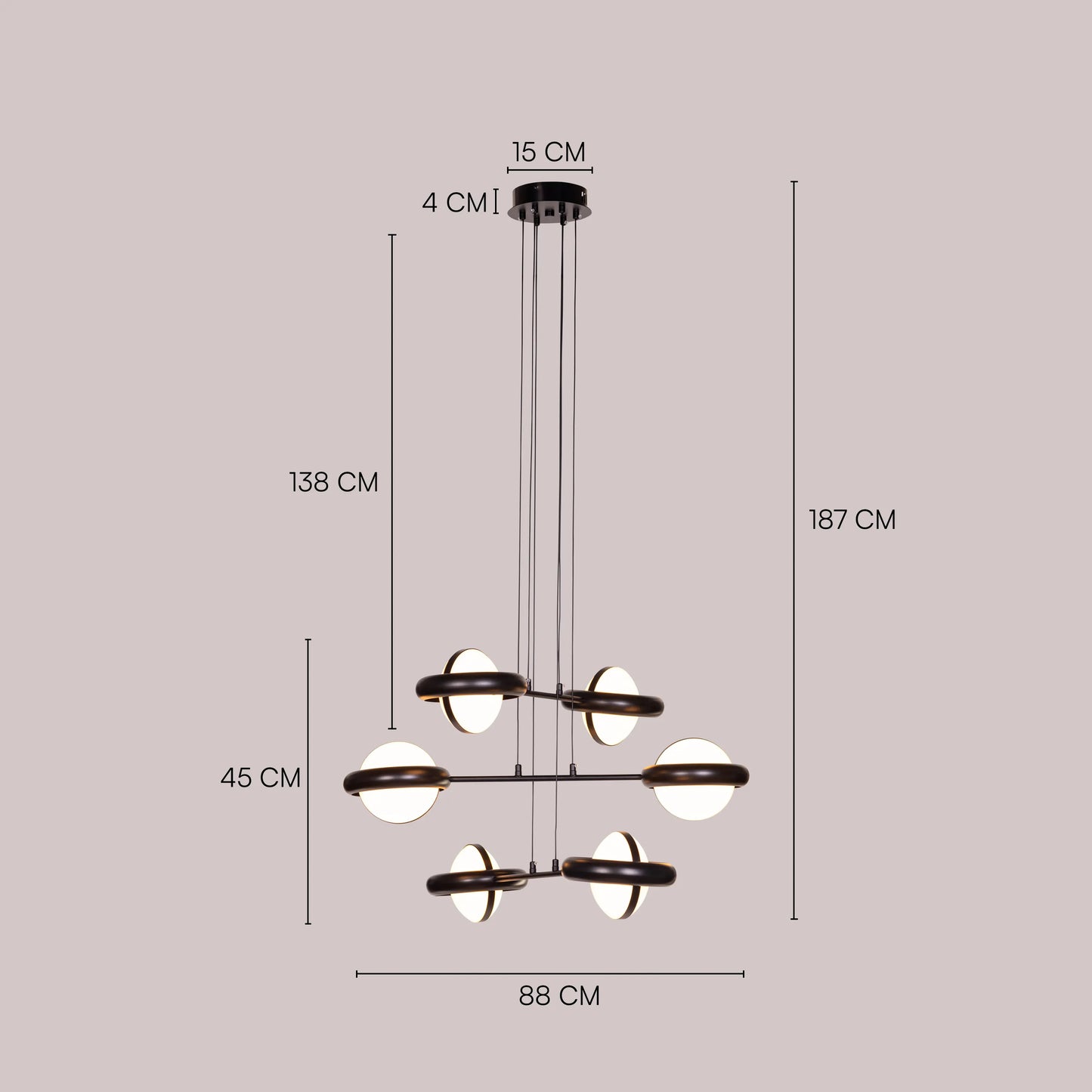 Join The Journey black and white chandelier with frosted glass shades