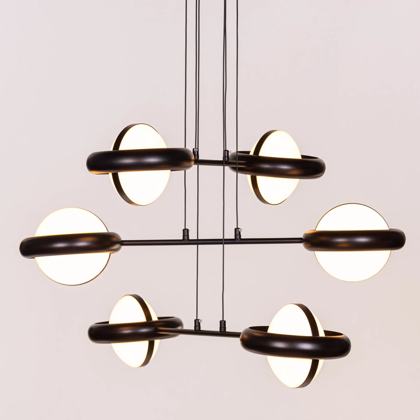 Join The Journey (Black, White, Dimmable LED with Remote Control) Frosted Glass Chandelier