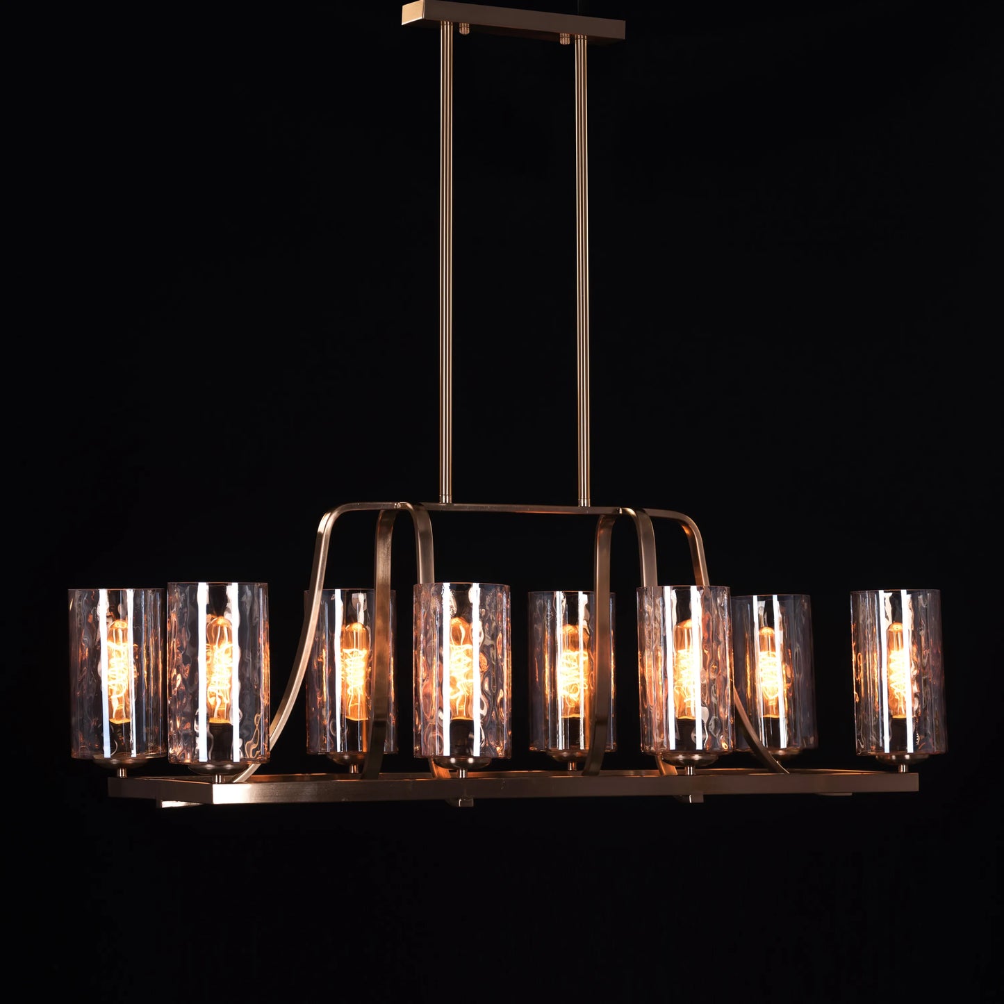 Midsummers Night Glass Chandelier illuminating a luxurious living room.