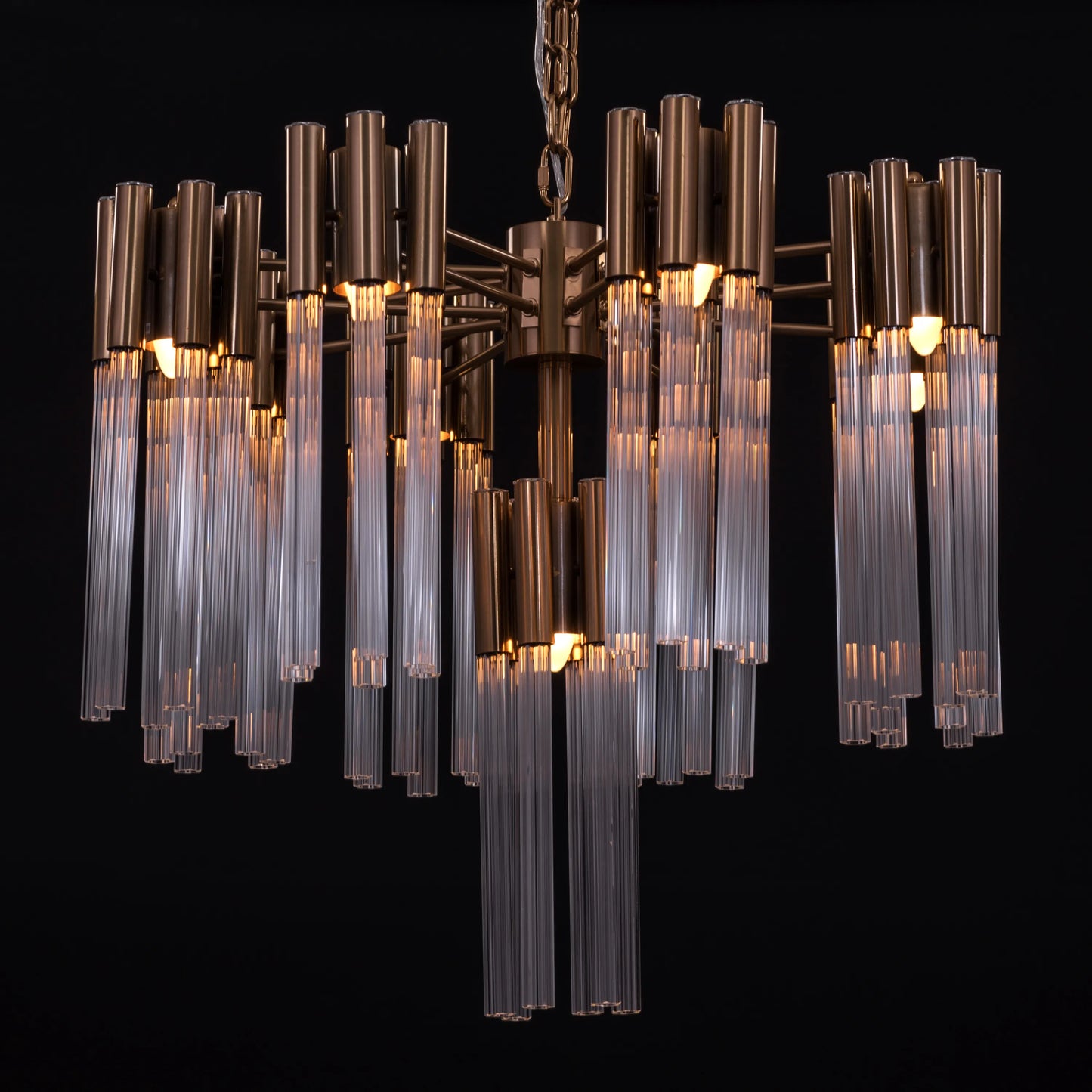 Good Luck Charm (Medium, Gold) Glass Tube Chandelier