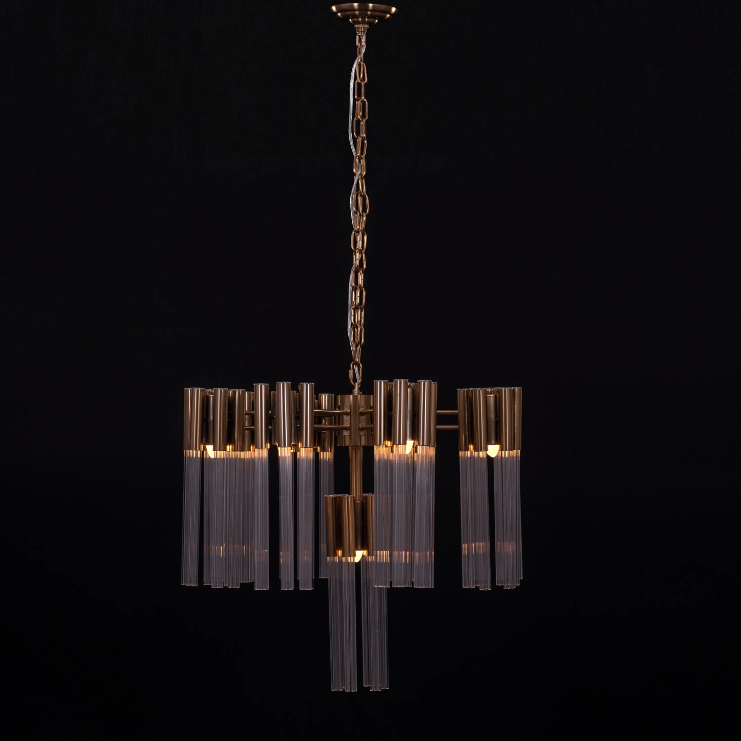 Good Luck Charm (Medium, Gold) Glass Tube Chandelier