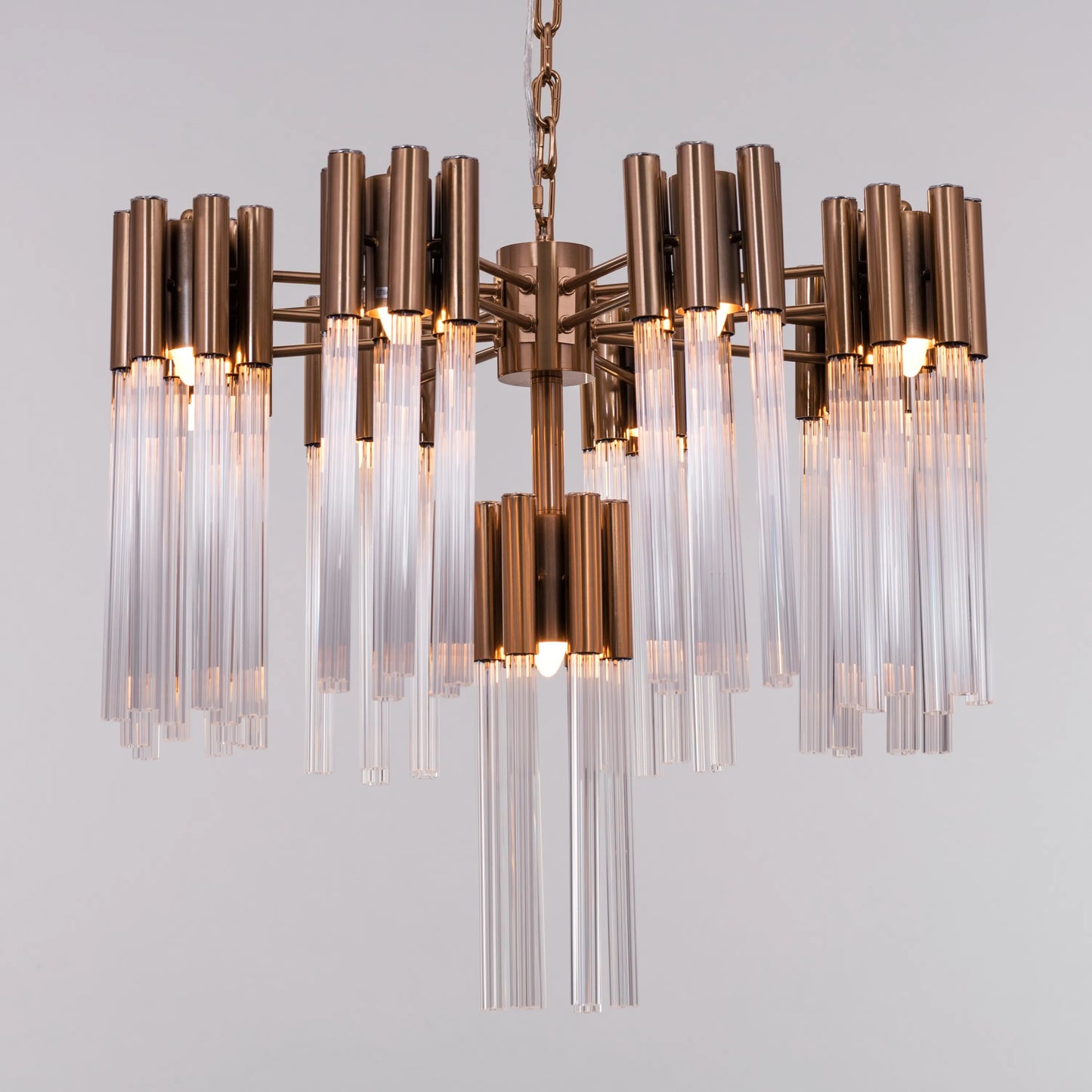 Good Luck Charm (Medium, Gold) Glass Tube Chandelier