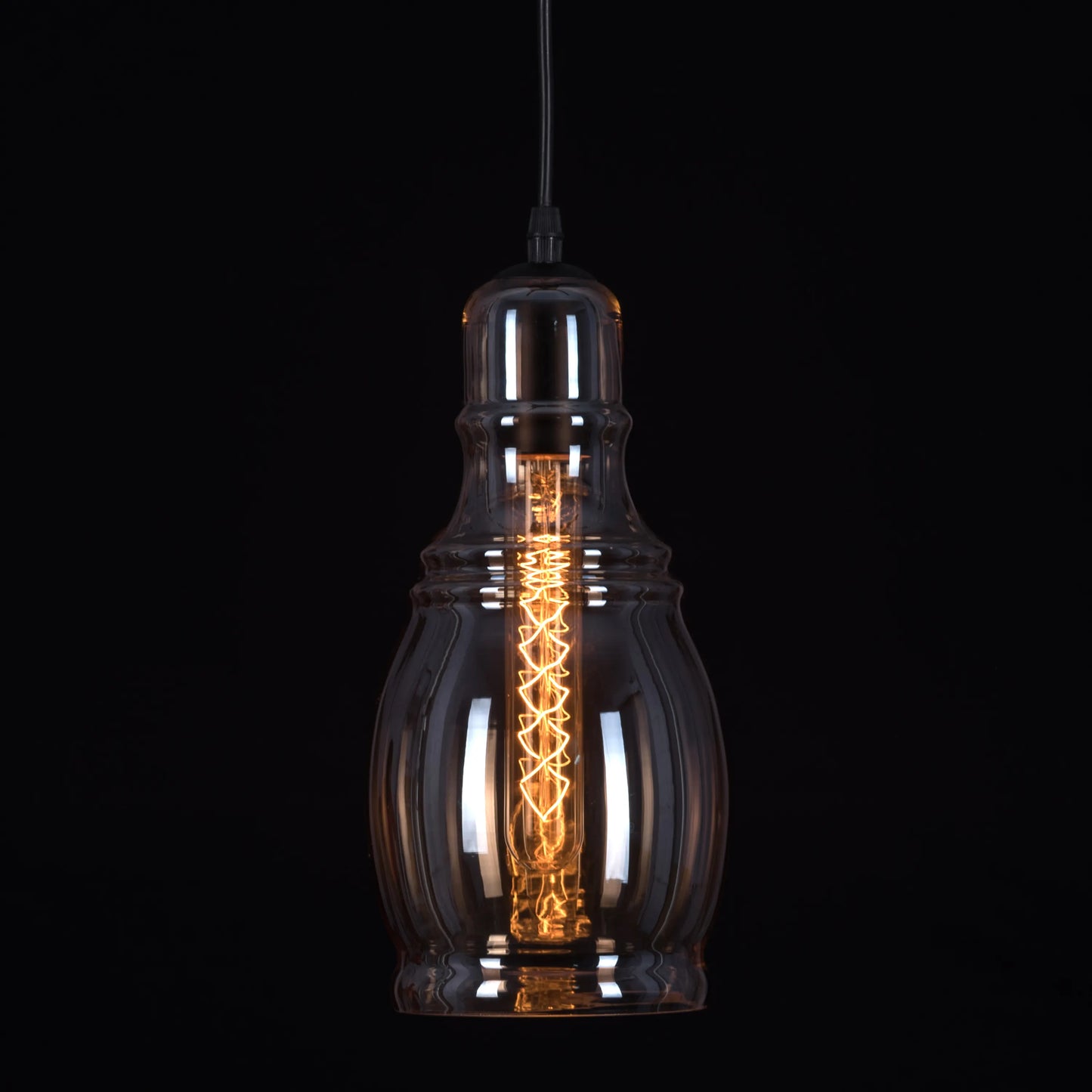 Sophisticated Caramelized Sugar Single Pendant Light with a Blend of Smokey Grey and Amber Glass
