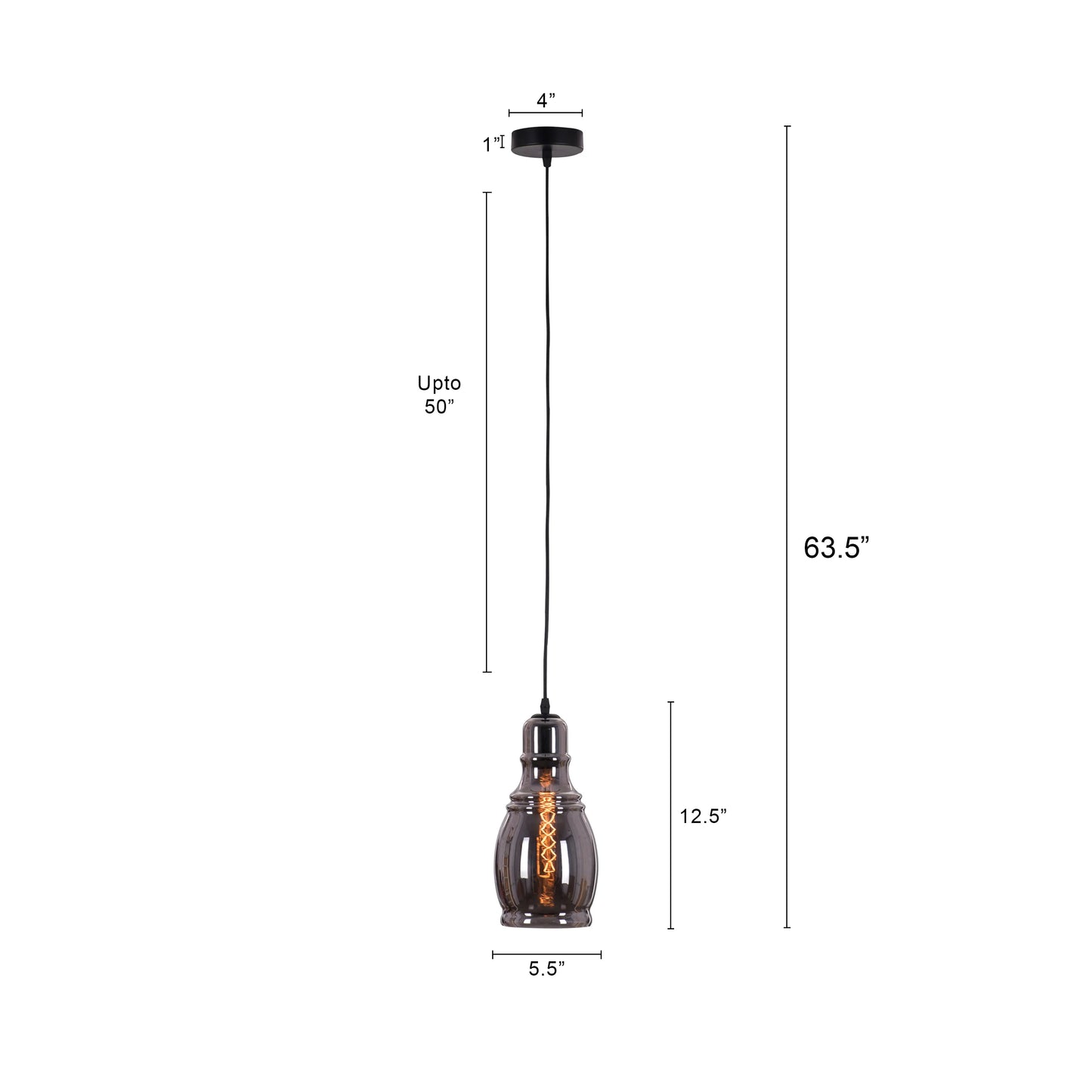 Caramelized Sugar Single (Smokey Grey, Amber) Glass Pendant Light