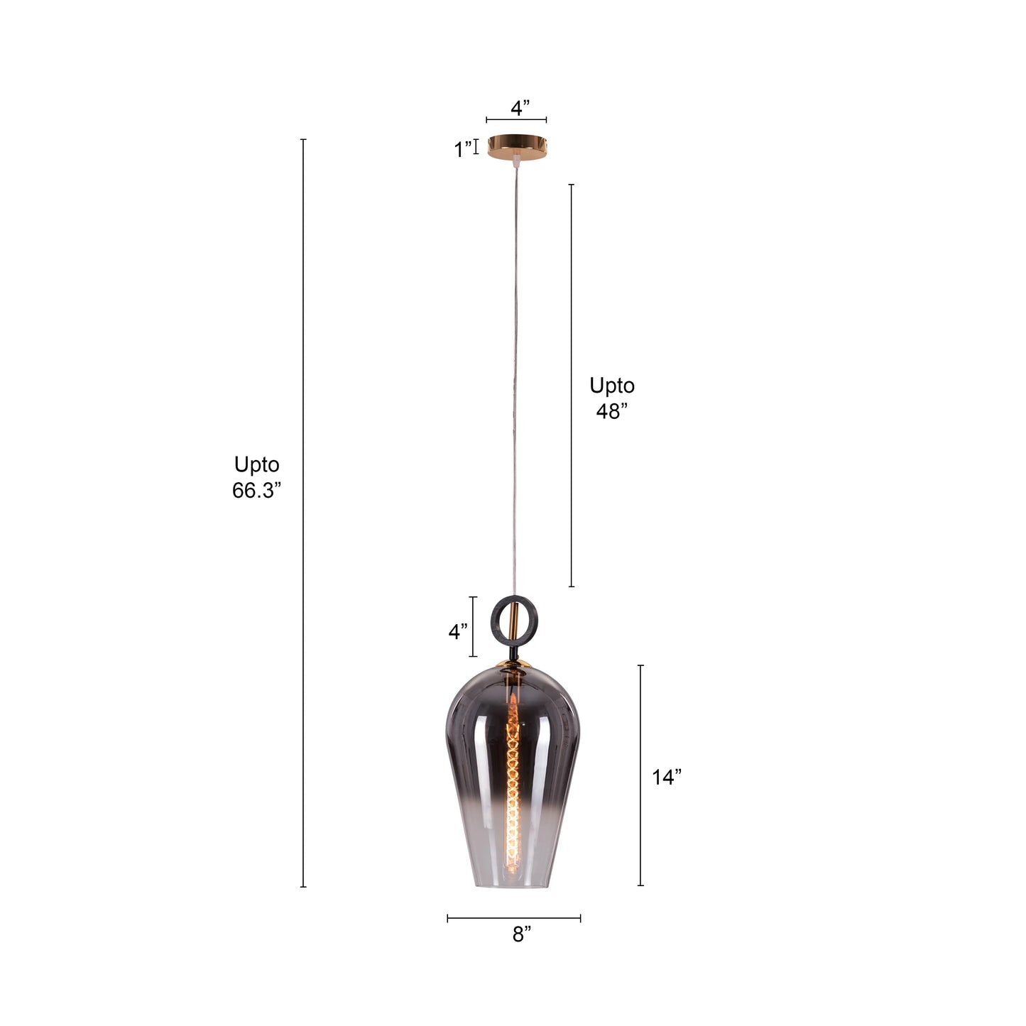 Elegant Stormy Skies Pendant Light with Smokey Grey Glass Design