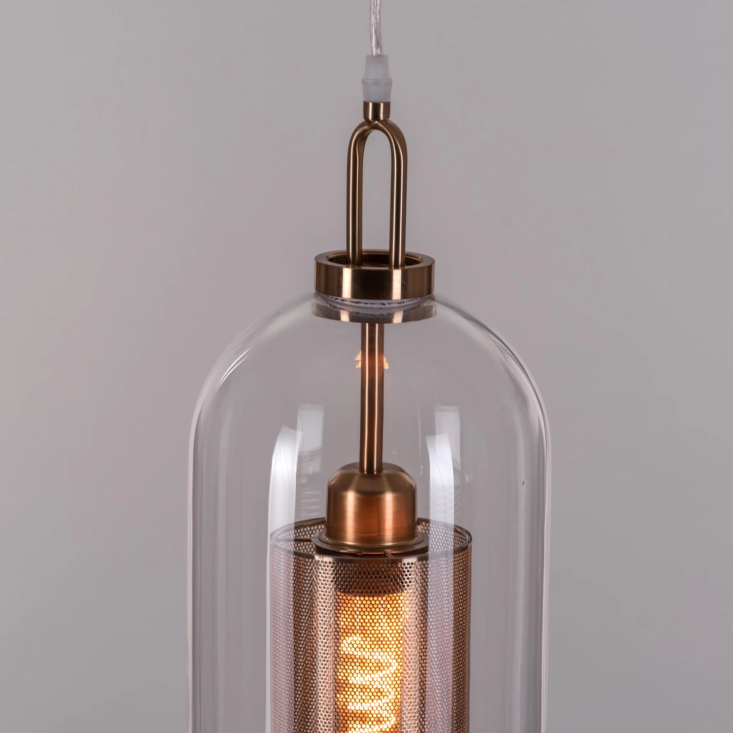 Sophisticated Good To Glow Pendant Light Featuring Long Clear Glass and Gold Finish