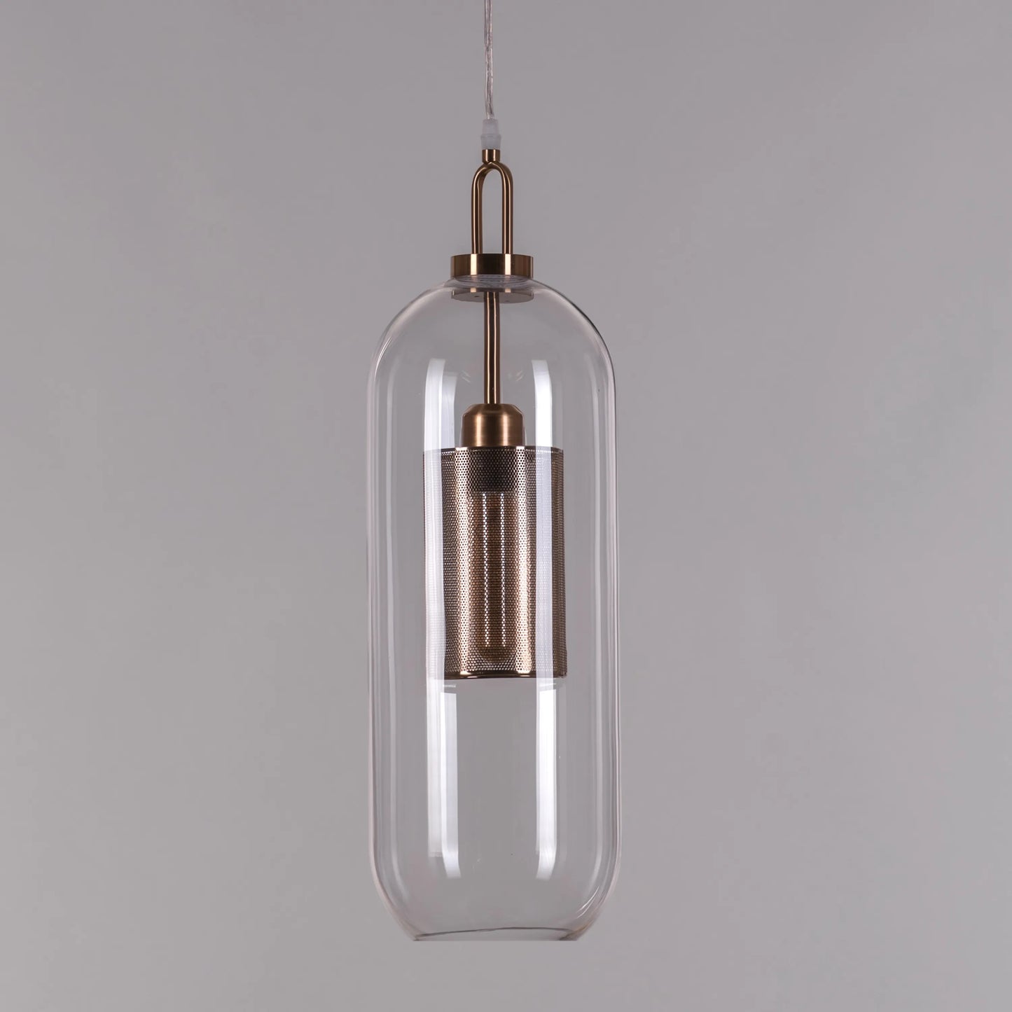 Good To Glow (Long, Gold) Clear Glass Pendant Light