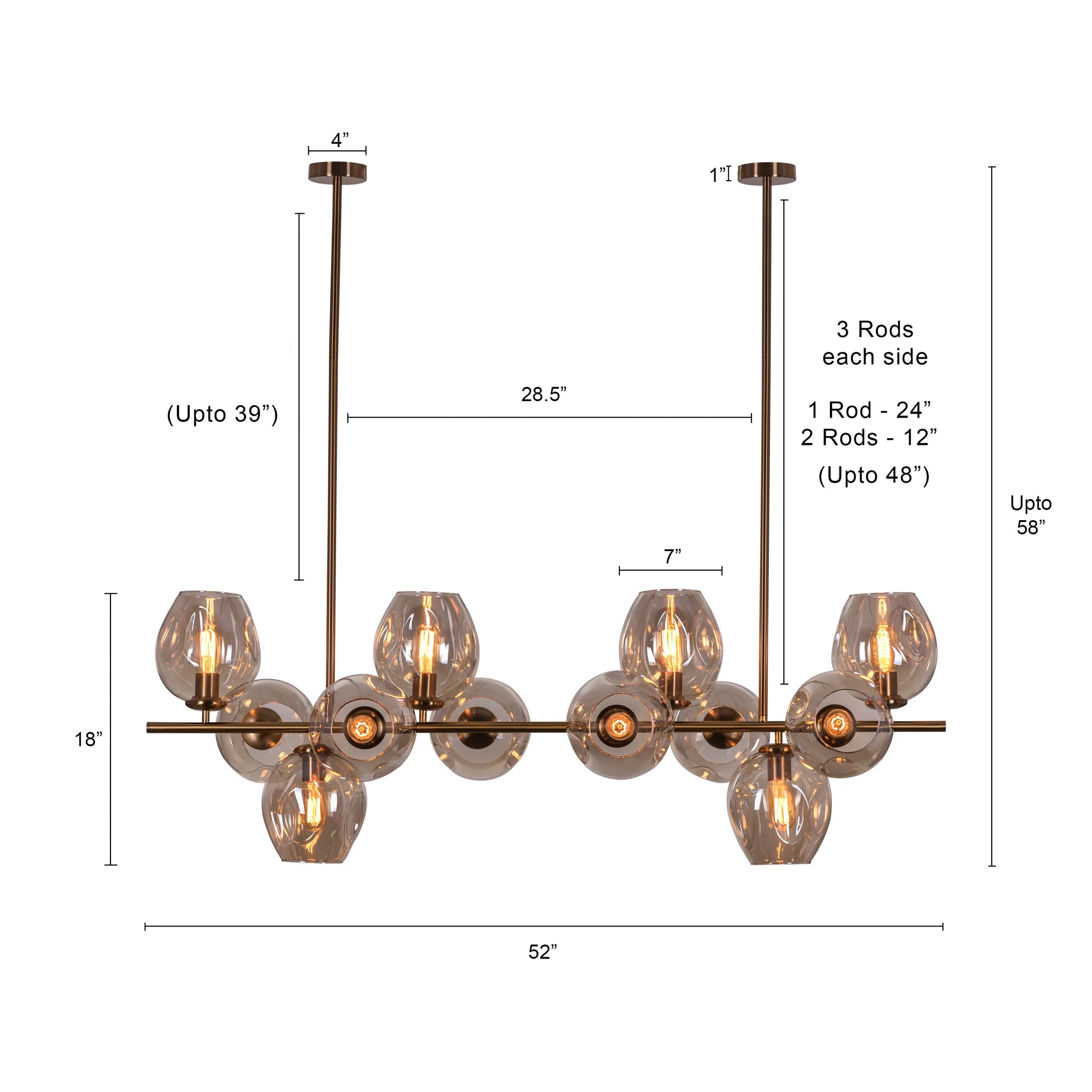 Elegant glass chandelier inspired by nighttime cityscapes