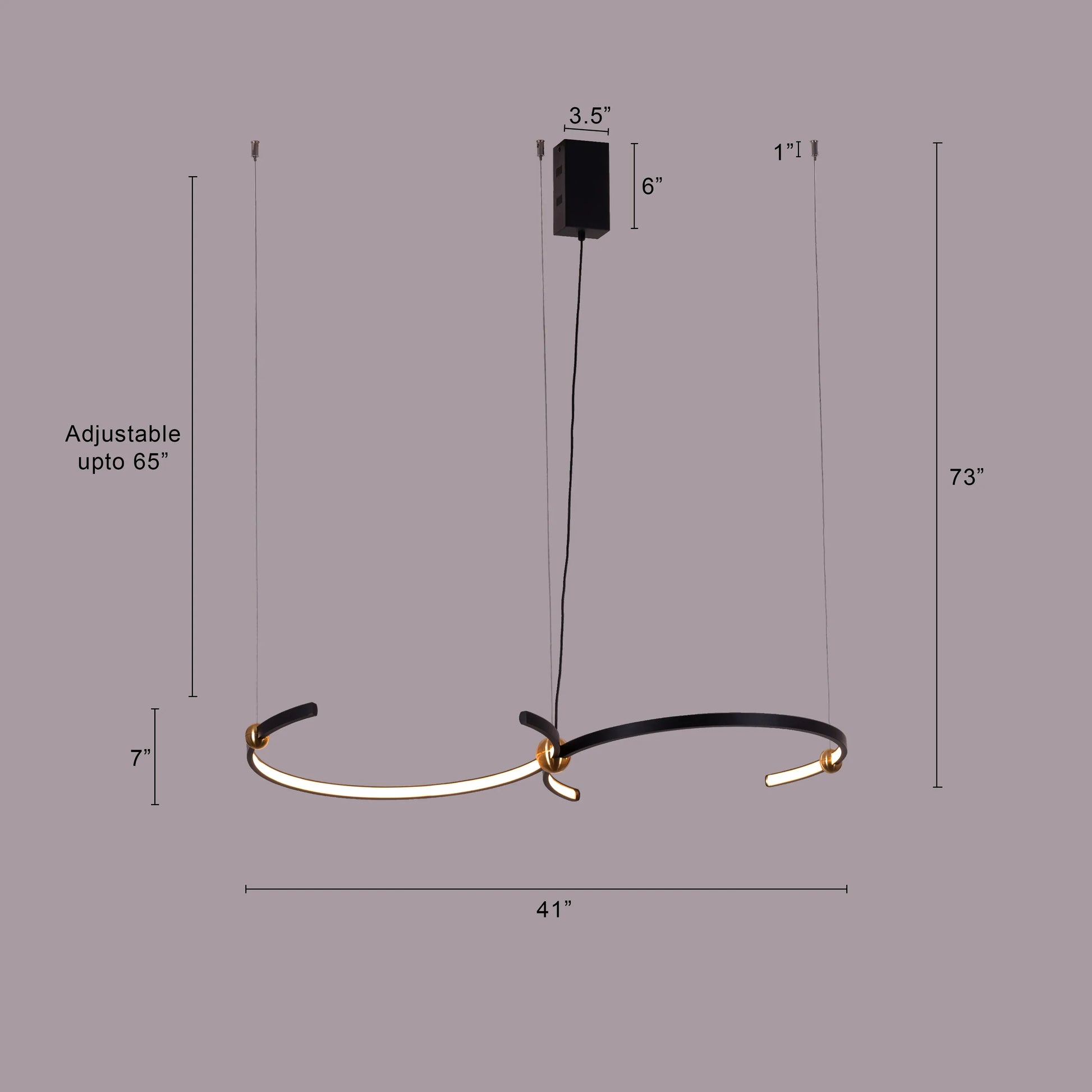 Sleek Status Quo Black Pendant Light with Built-In Smart LED