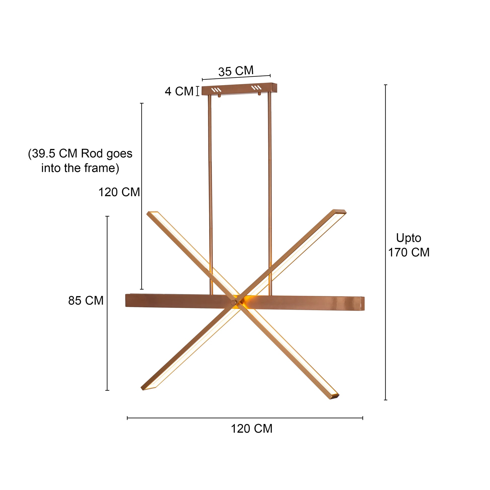 Large gold Pack Your Bags chandelier with dimmable LED lights illuminating a grand foyer