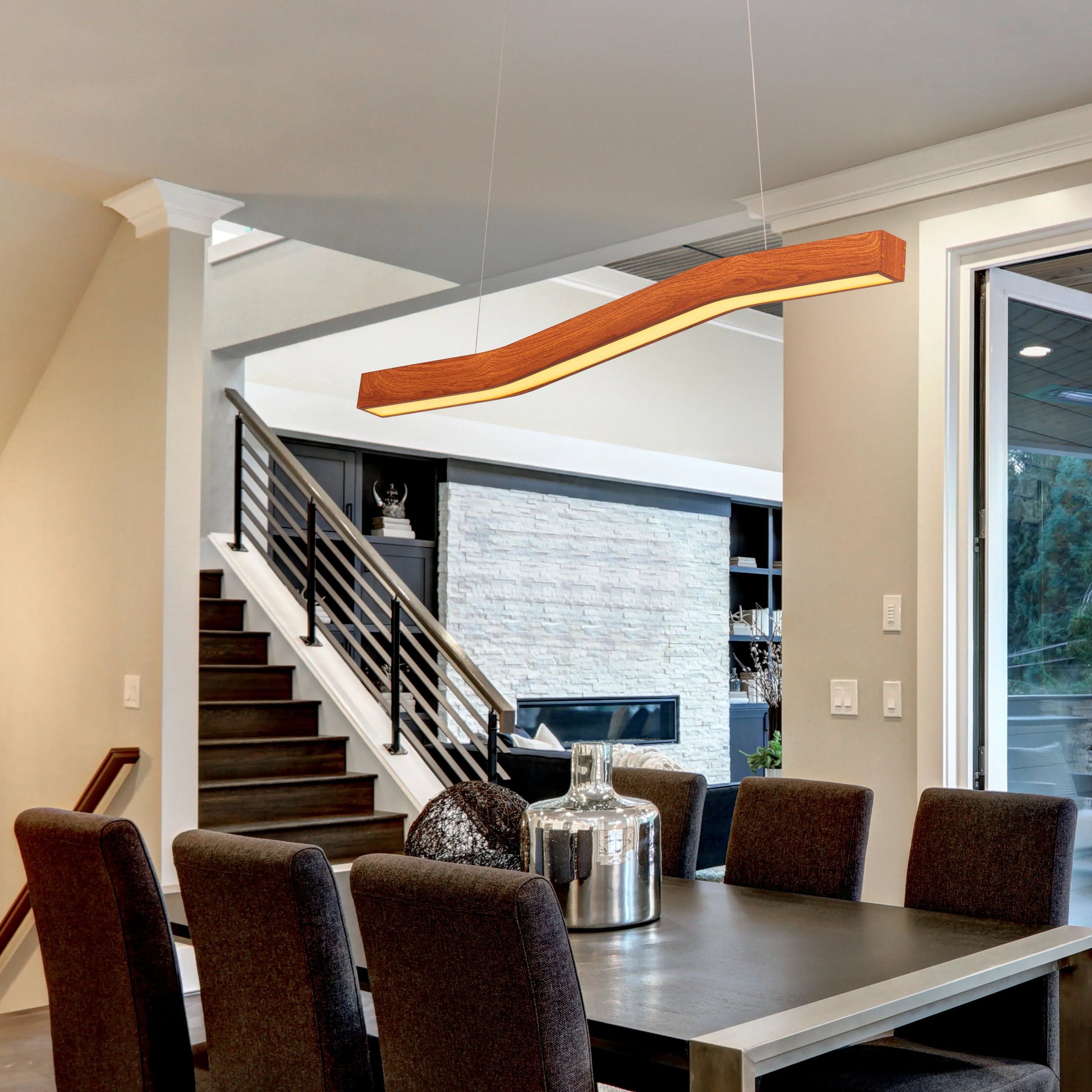 Road To The End Chandelier in wooden finish