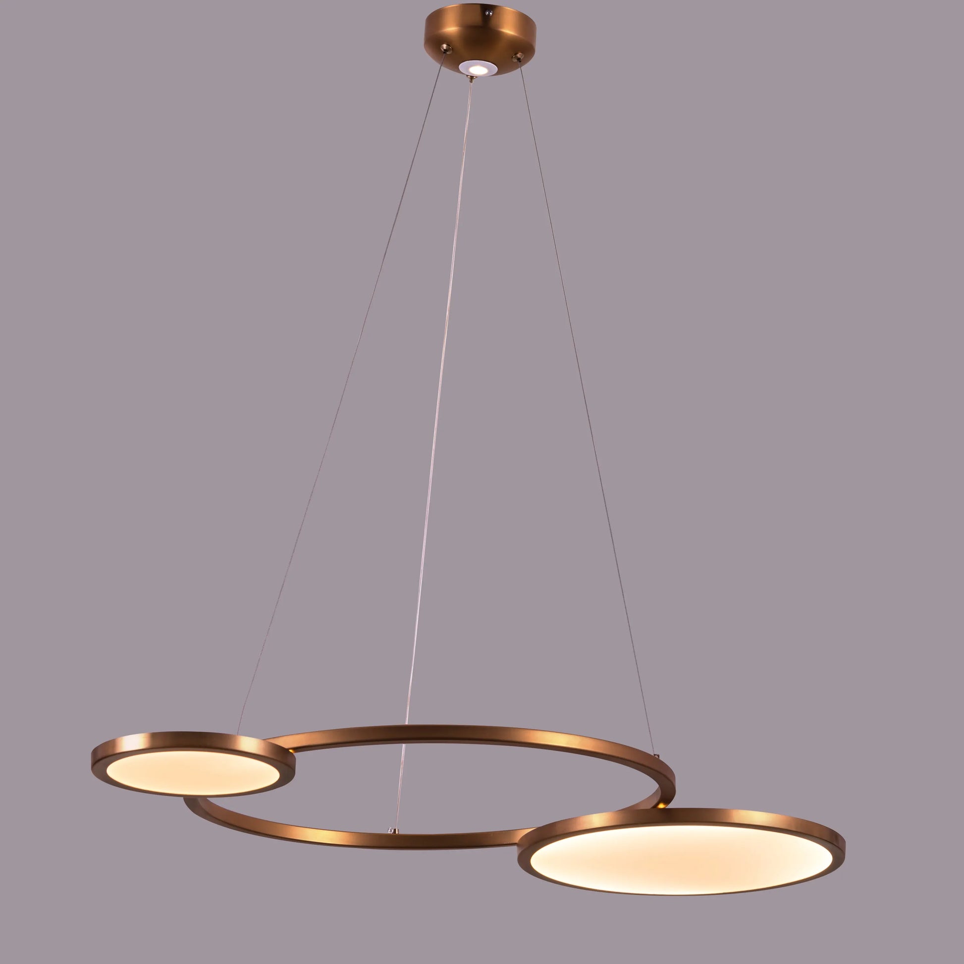 Glow & Hustle Chandelier: A large, gold chandelier with 3-color dimmable LED lighting and remote control.
