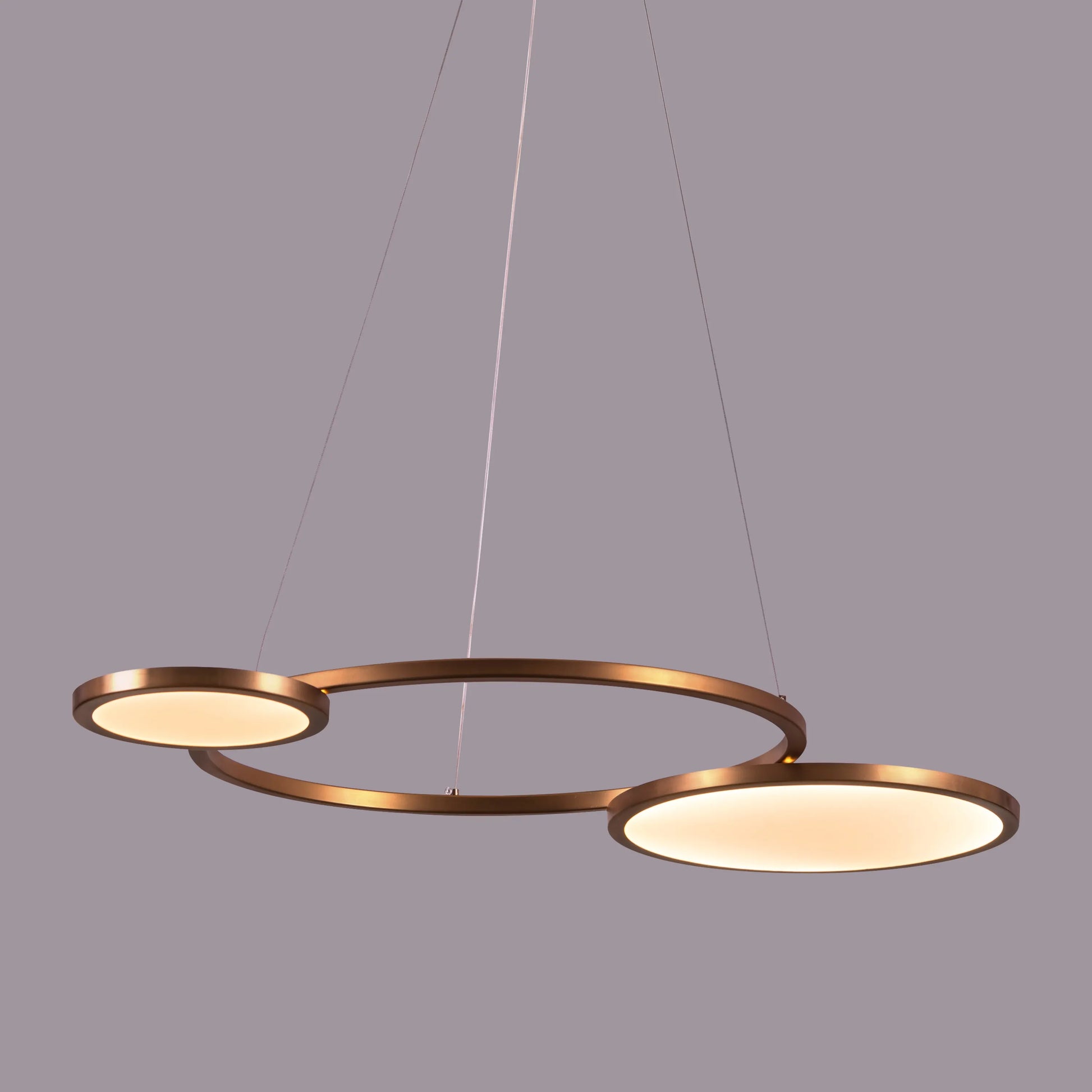 Glow & Hustle Chandelier: A large, gold chandelier with 3-color dimmable LED lighting and remote control.
