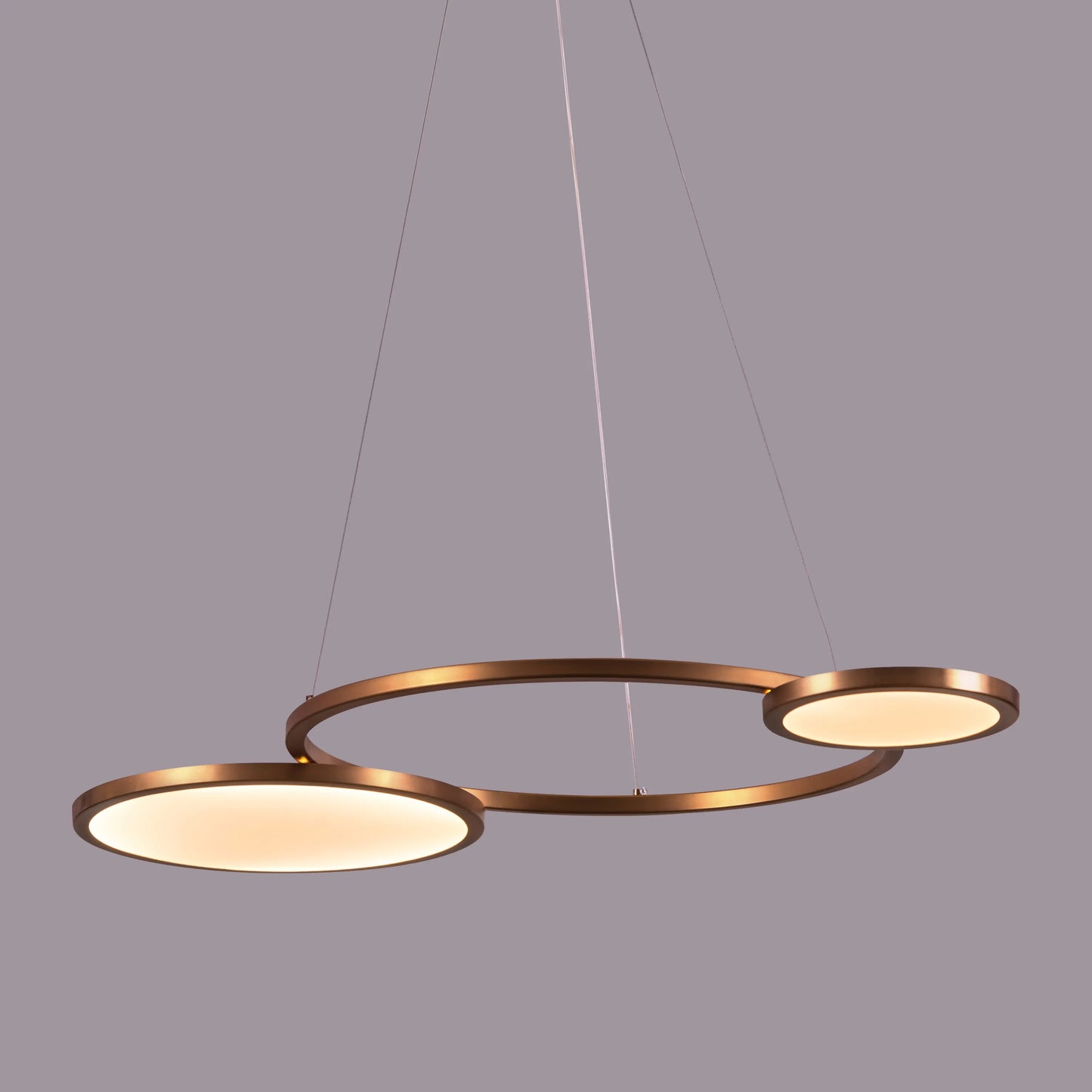 Glow & Hustle Chandelier: A large, gold chandelier with 3-color dimmable LED lighting and remote control.
