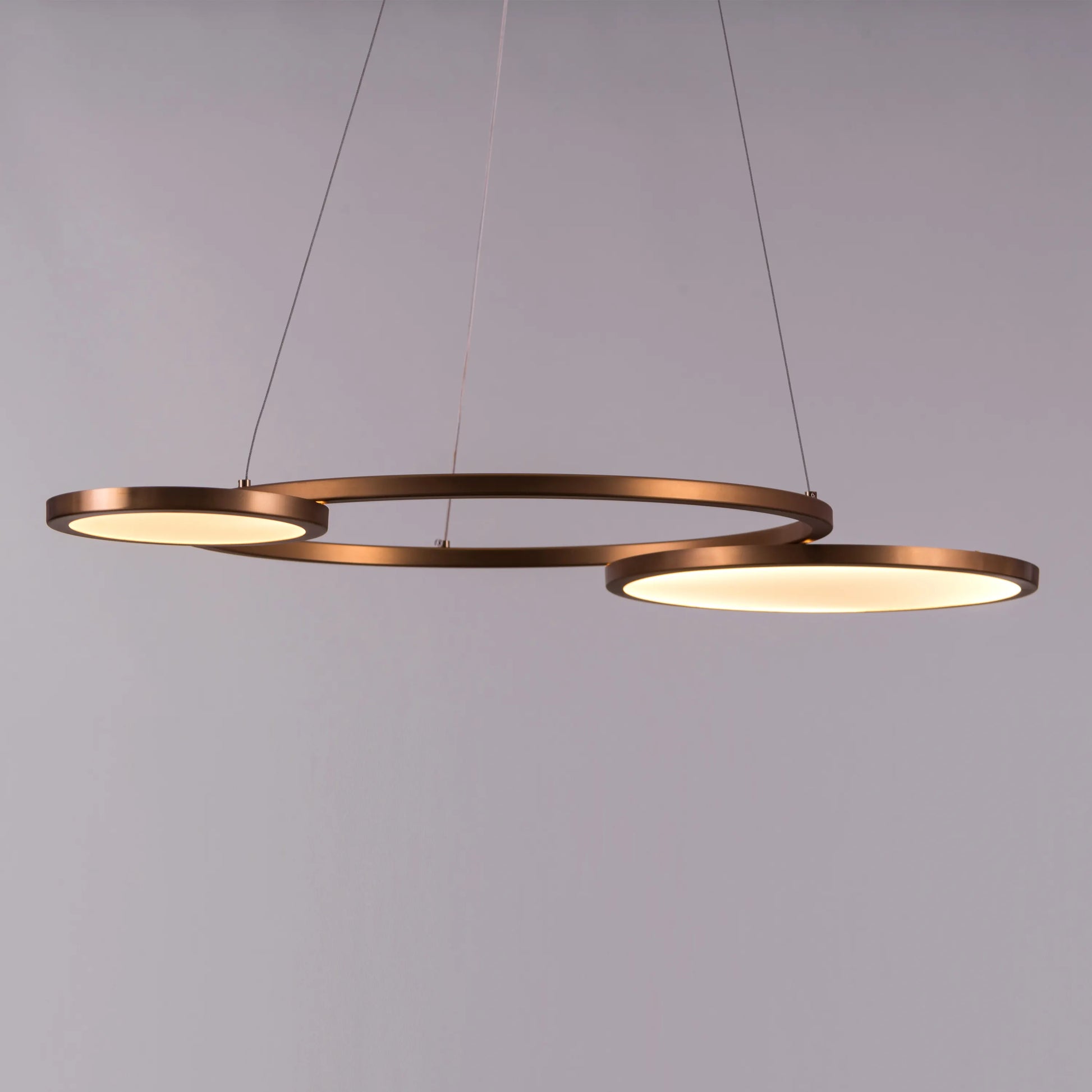 Glow & Hustle Chandelier: A large, gold chandelier with 3-color dimmable LED lighting and remote control.