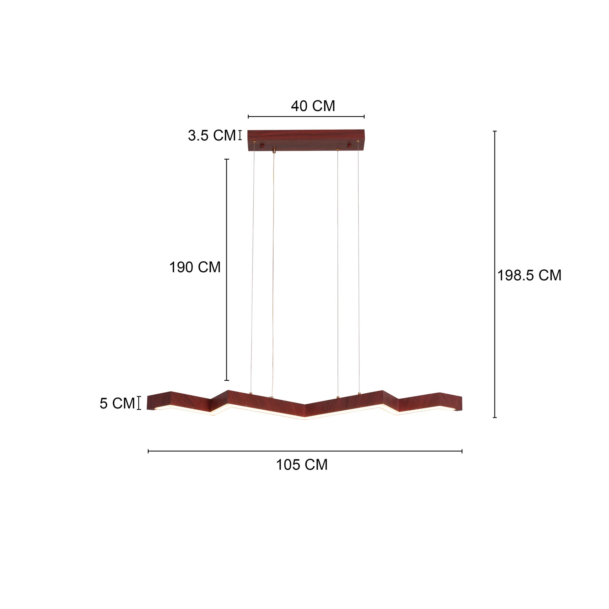 Bolt Chandelier: A medium-sized, wooden chandelier with dimmable LED lighting and remote control.