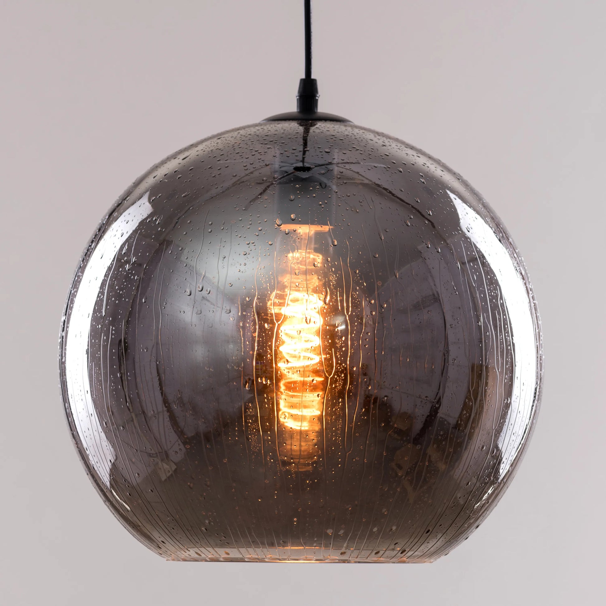 Elegant Cloud Burst Pendant Light with Smokey Grey Waterdrop Glass Design