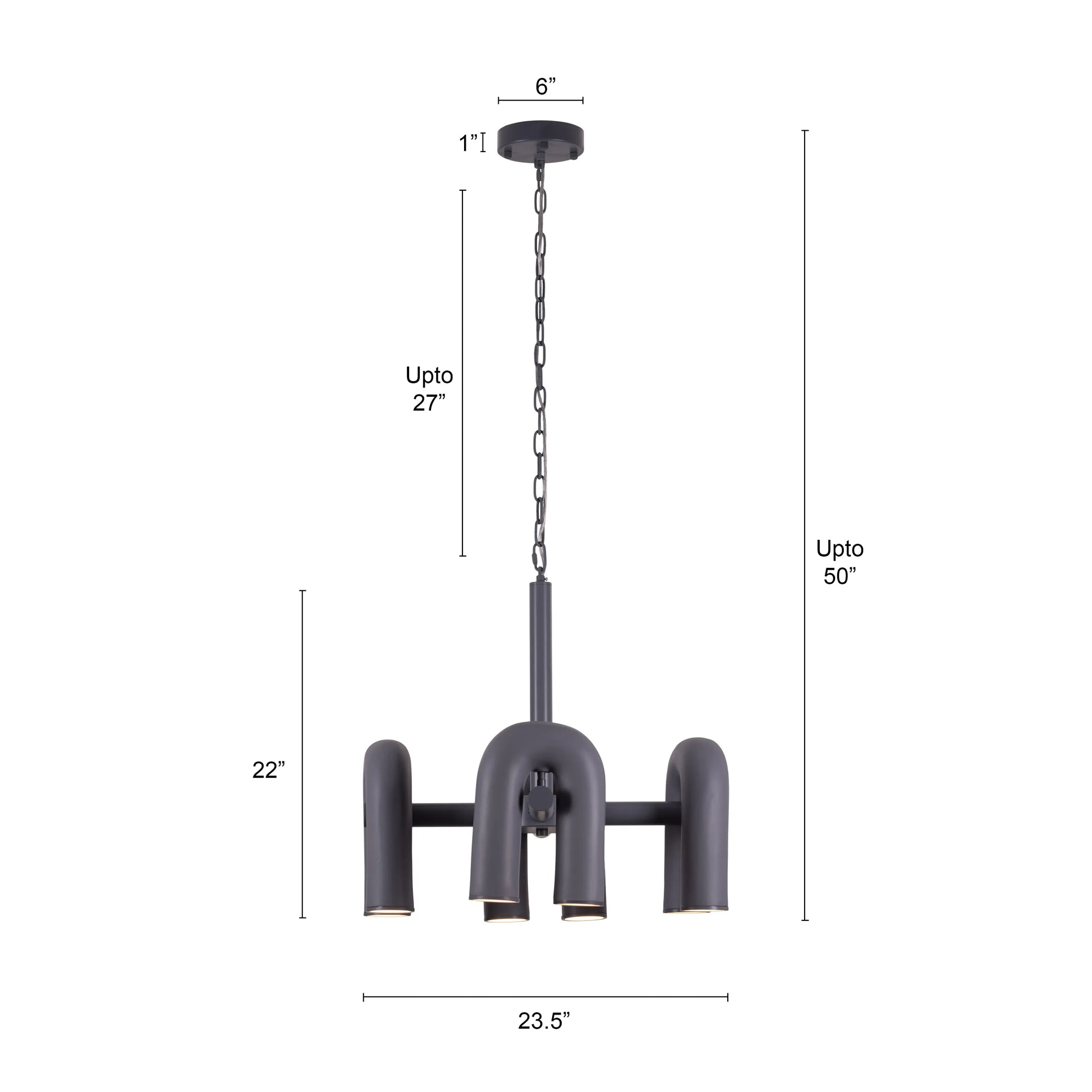 Slow Winds Chandelier with flowing metal arms and glass accents in a modern living room