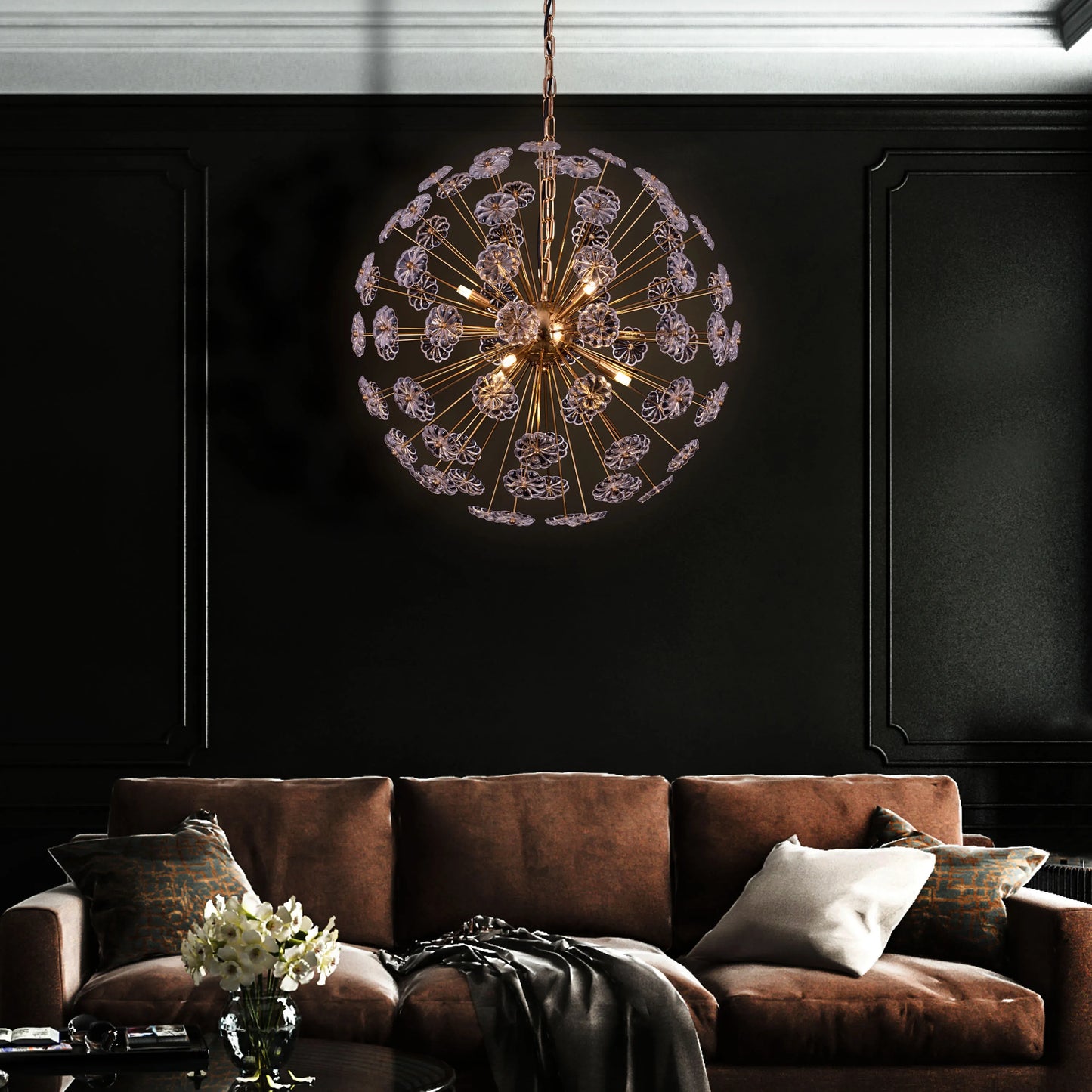 Flower Power Chandelier in gold finish