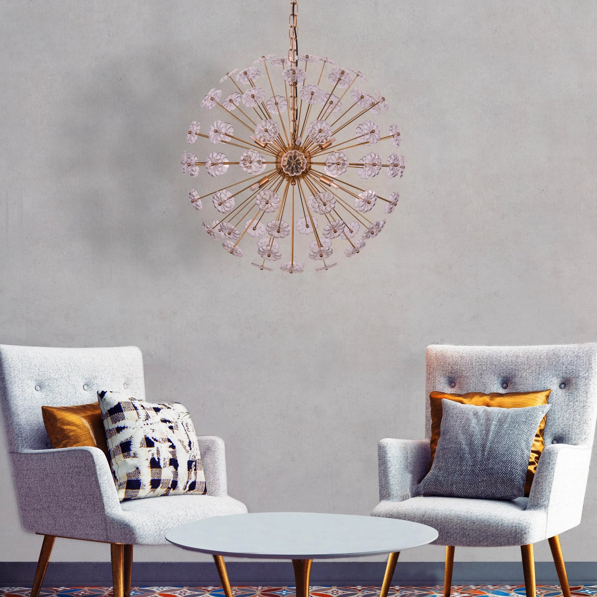 Flower Power Chandelier in gold finish