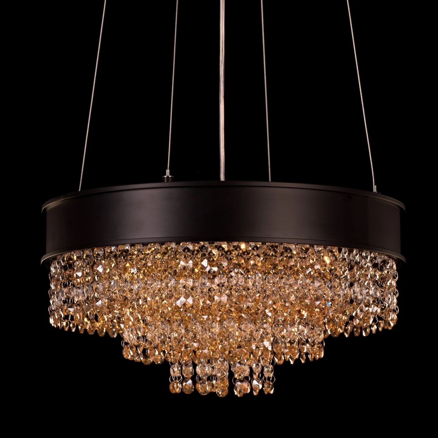 Black Tie Crystal Chandelier with sleek black finish and sparkling crystal accents.