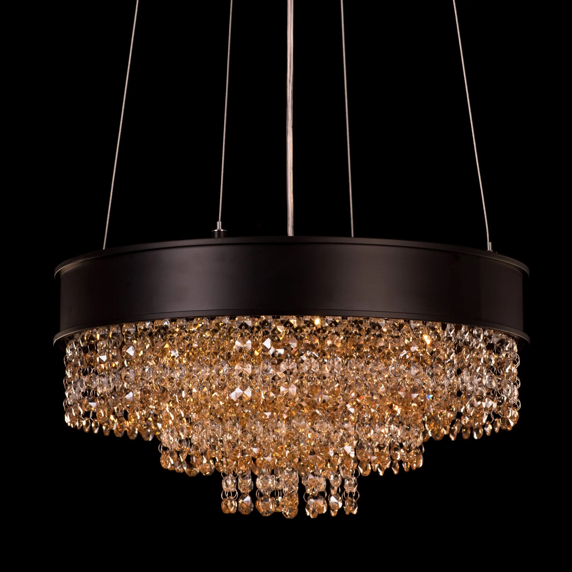 Black Tie Crystal Chandelier with sleek black finish and sparkling crystal accents.