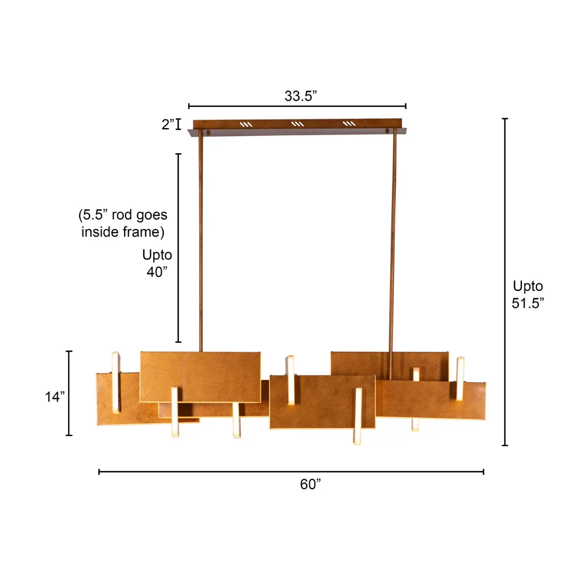 Fires Of Heaven ( Grunge Gold, 3 Color Dimmable LED with Remote Control) Chandelier