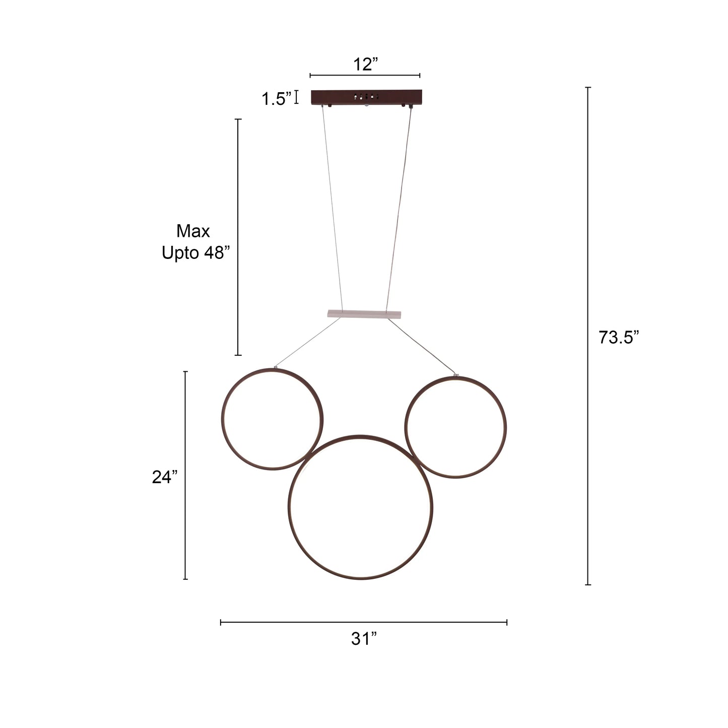 Elegant brown Mirage Chandelier with dimmable LED lighting