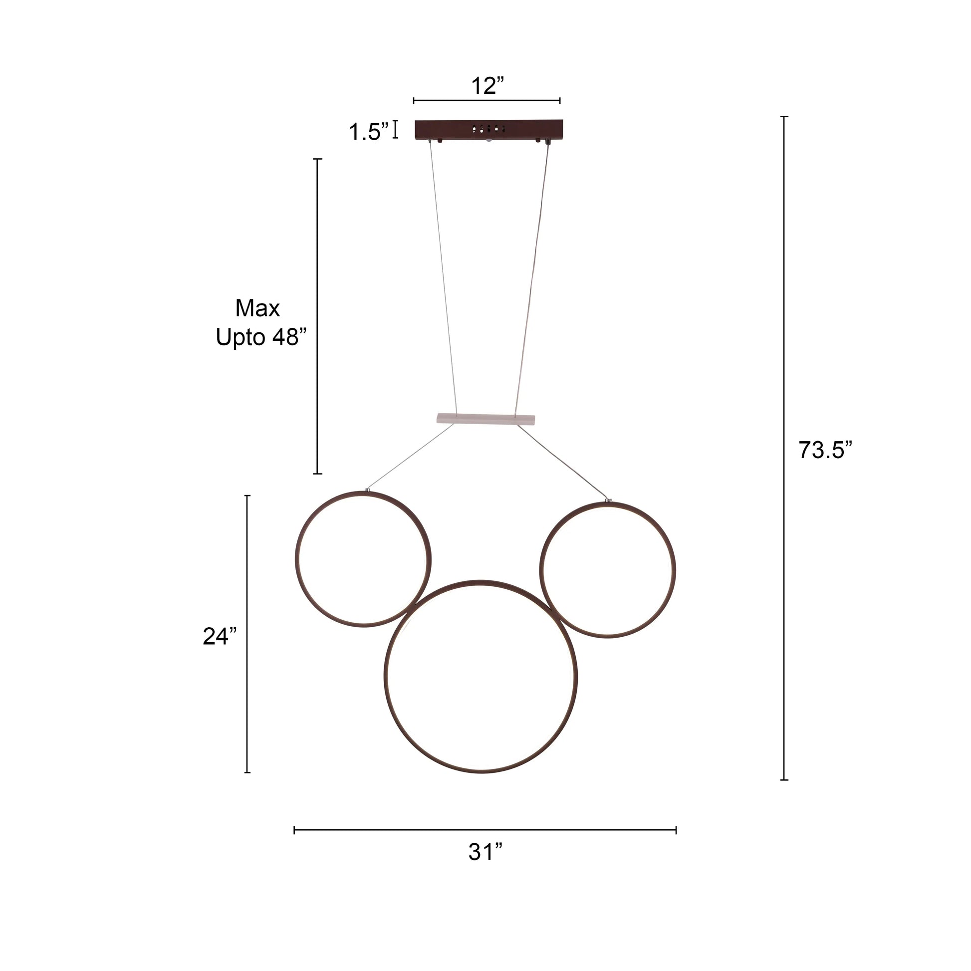 Elegant brown Mirage Chandelier with dimmable LED lighting