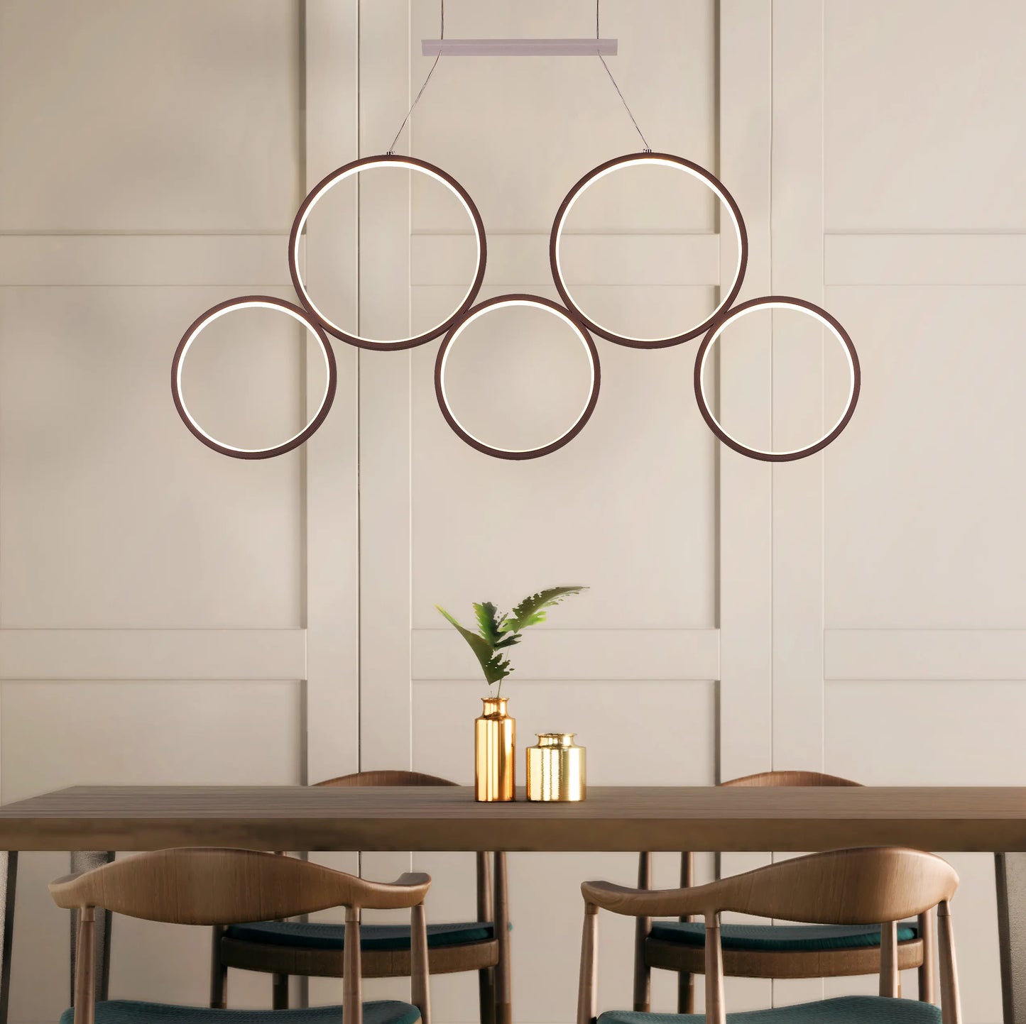 Imposing brown Mirage Chandelier with large-scale LED lighting