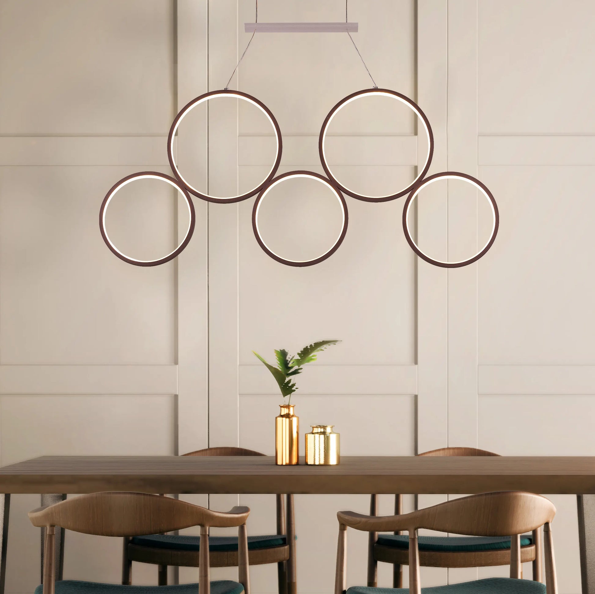 Imposing brown Mirage Chandelier with large-scale LED lighting