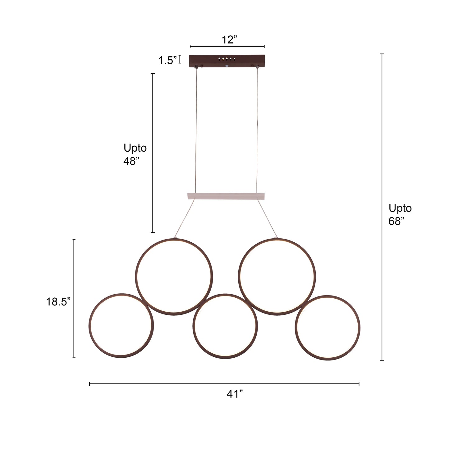 Imposing brown Mirage Chandelier with large-scale LED lighting